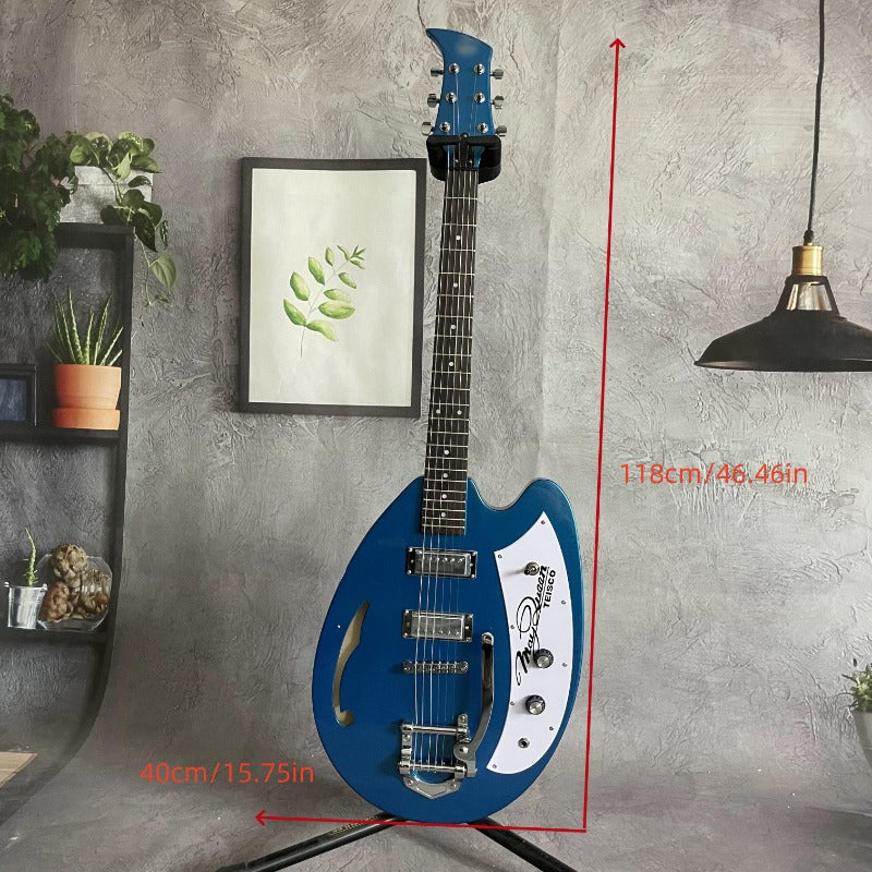 Deep Blue Semi Hollow Electric Guitar 6 String Irregular Body Rosewood Fingerboard H-H Pickup Vibrato Bridge Factory Customized High-quality Hardware Accessories US Stock - Premium  from Lizard Vigilante - Just $545.99! Shop now at Lizard Vigilante