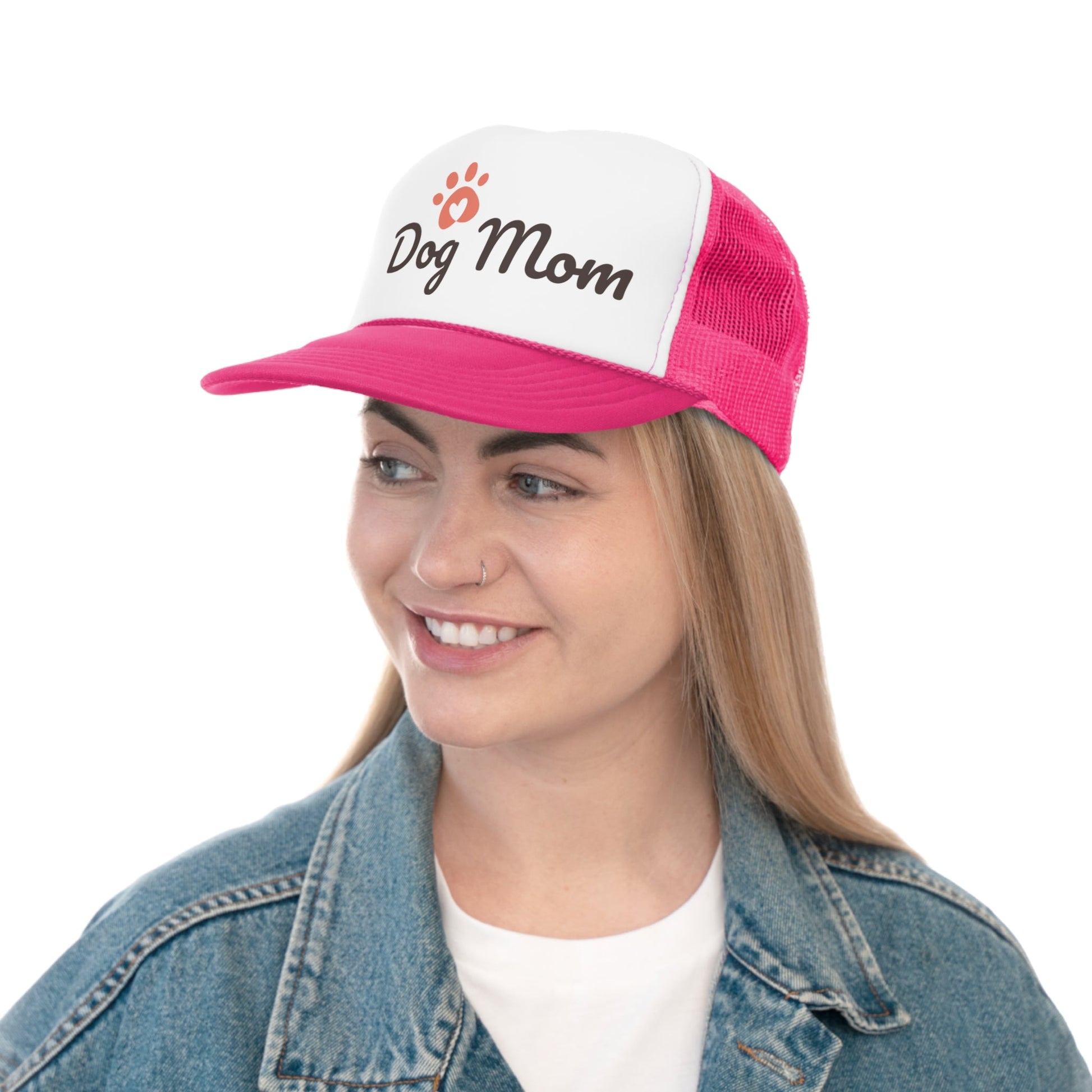 Dog Mom With a Puppy Paw Print Trucker Caps - Lizard Vigilante