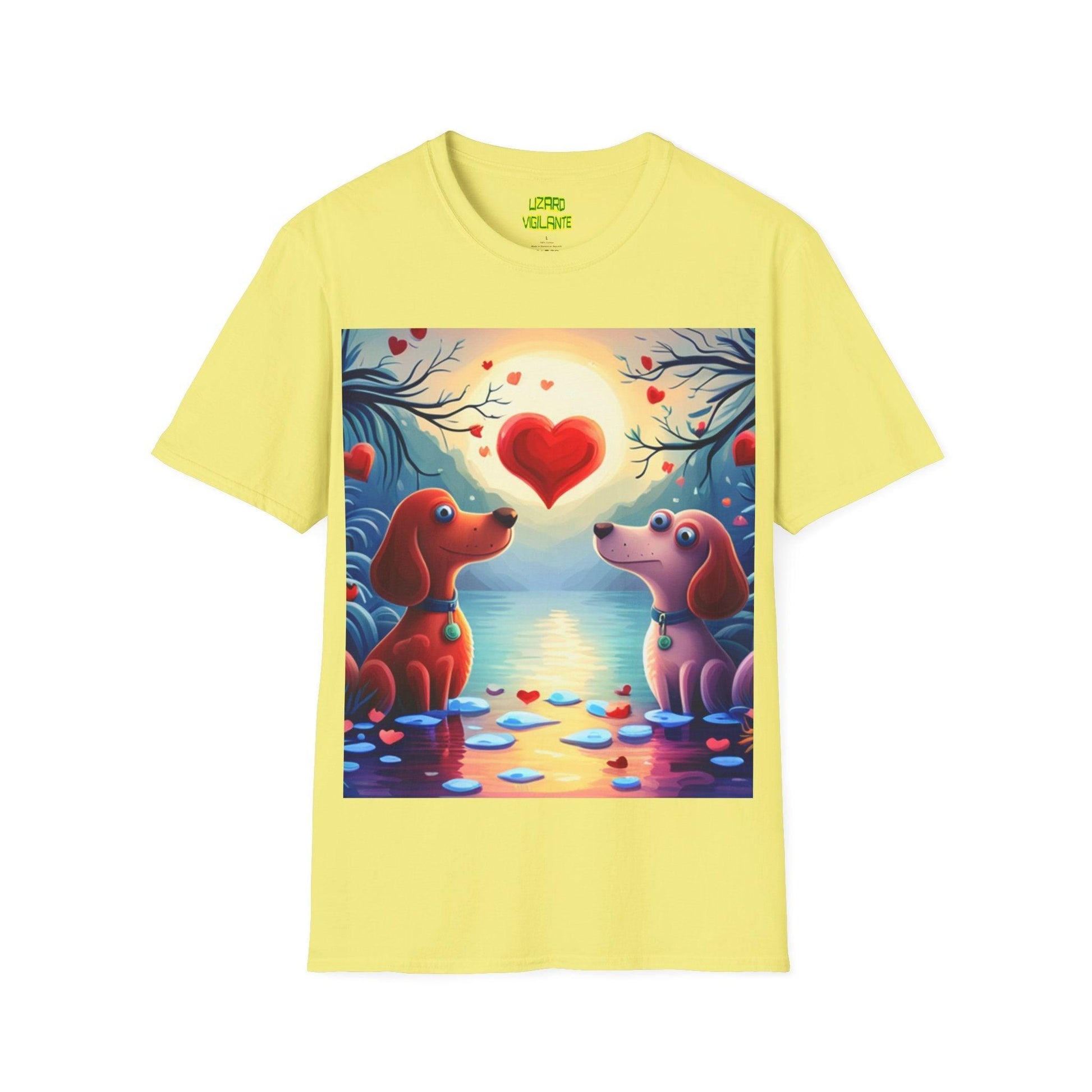 Valentine's Day Pup Hearts Unisex Softstyle Love T-Shirt - Lizard Vigilante