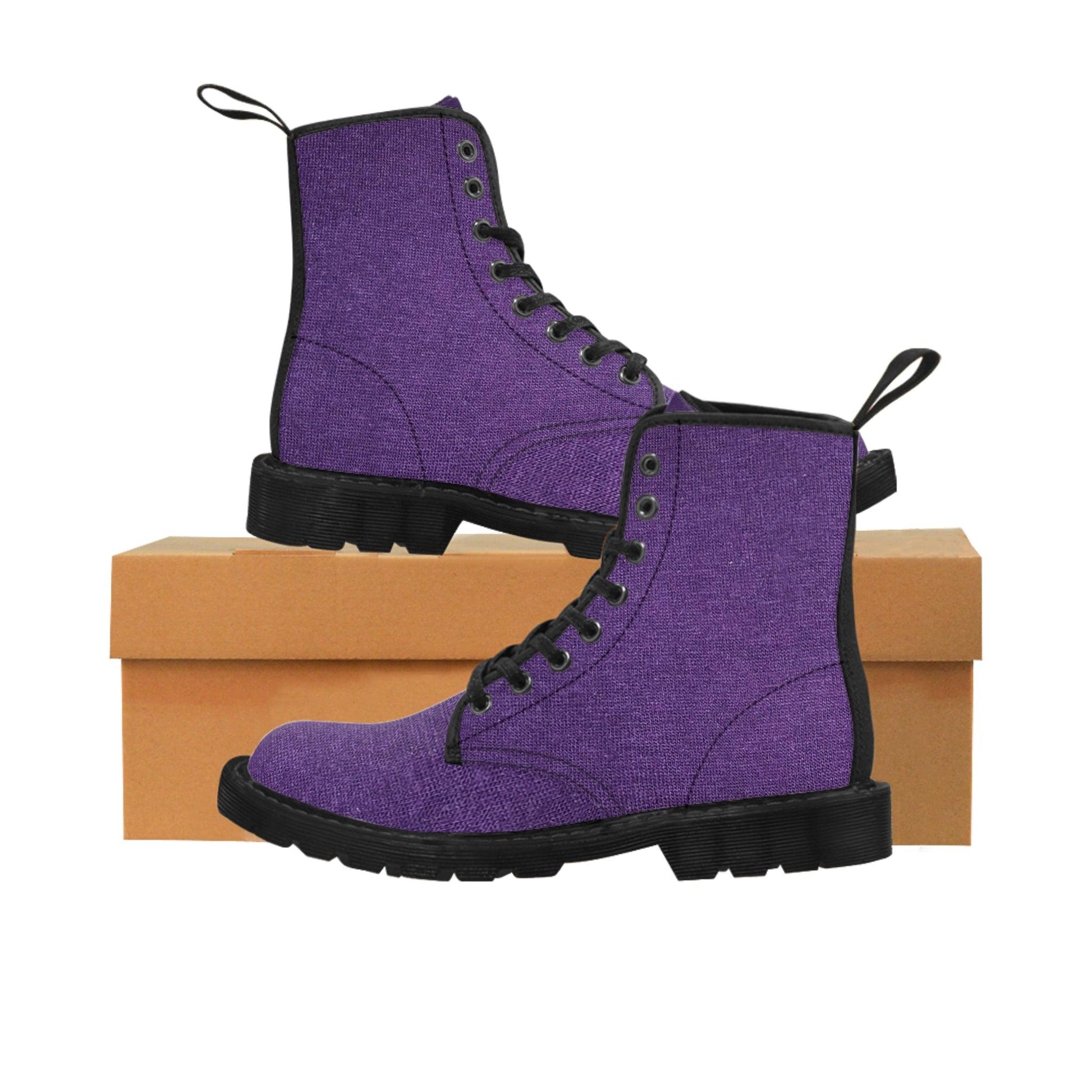 Faux Purple Silk Women's Canvas Boots - Lizard Vigilante