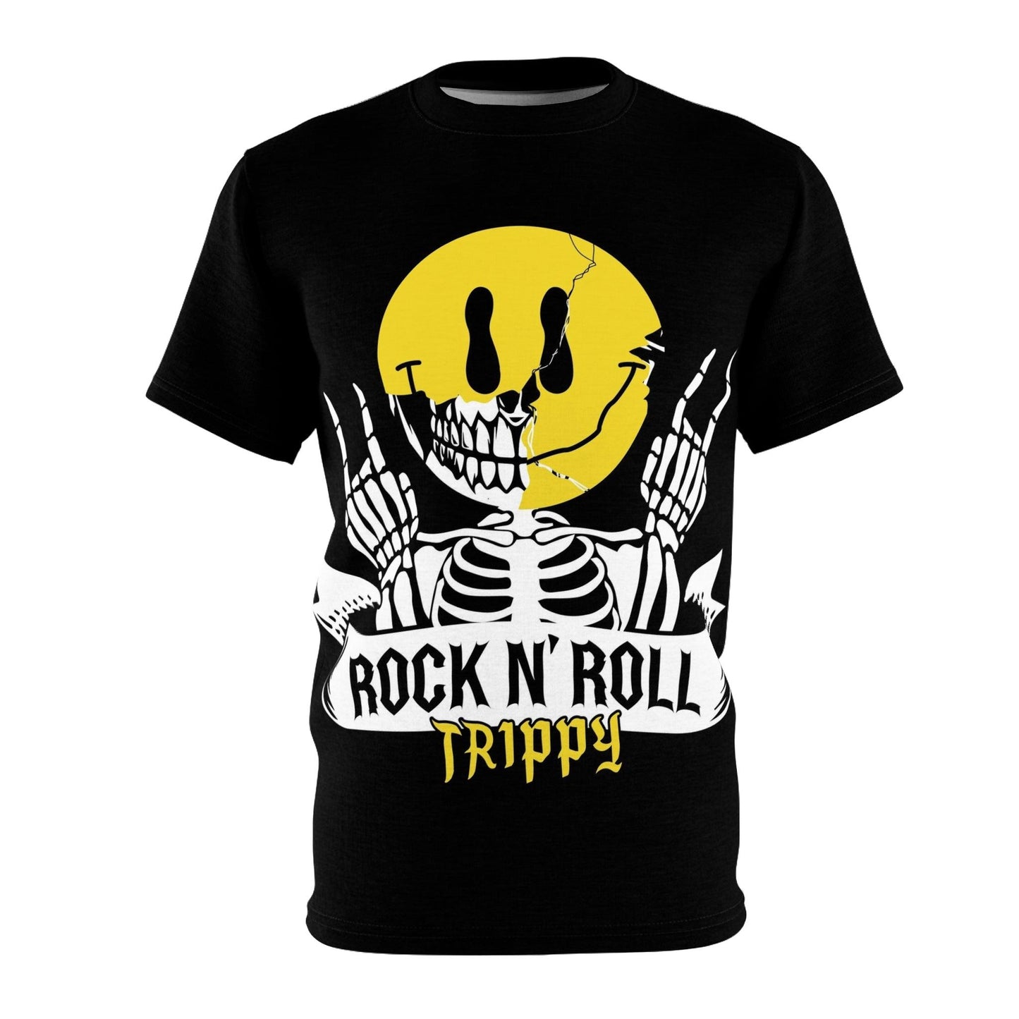 Rock N Roll Trippy Smiley Unisex Cut & Sew Tee Shirt - Lizard Vigilante