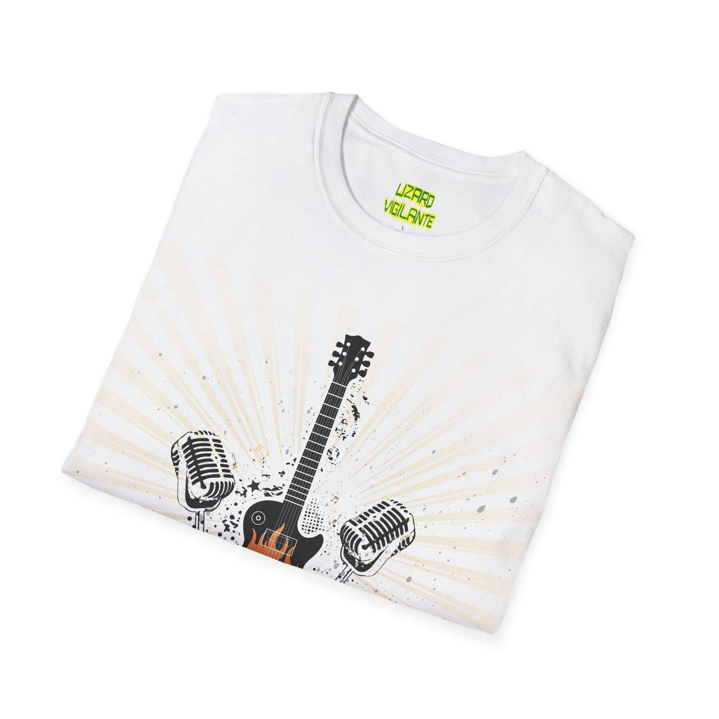 Fire Guitar Mics Speakers Unisex Softstyle T-Shirt - Lizard Vigilante