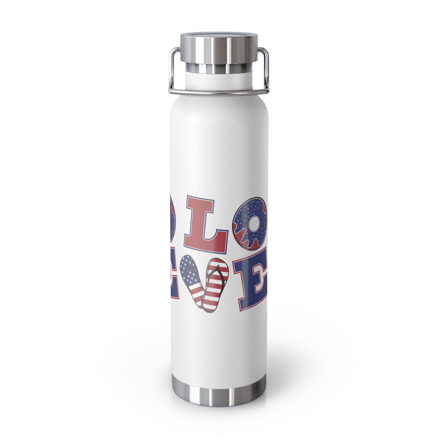 LOVE American Styled Red White and Blue Copper Vacuum Insulated Bottle, USA 22oz - Lizard Vigilante