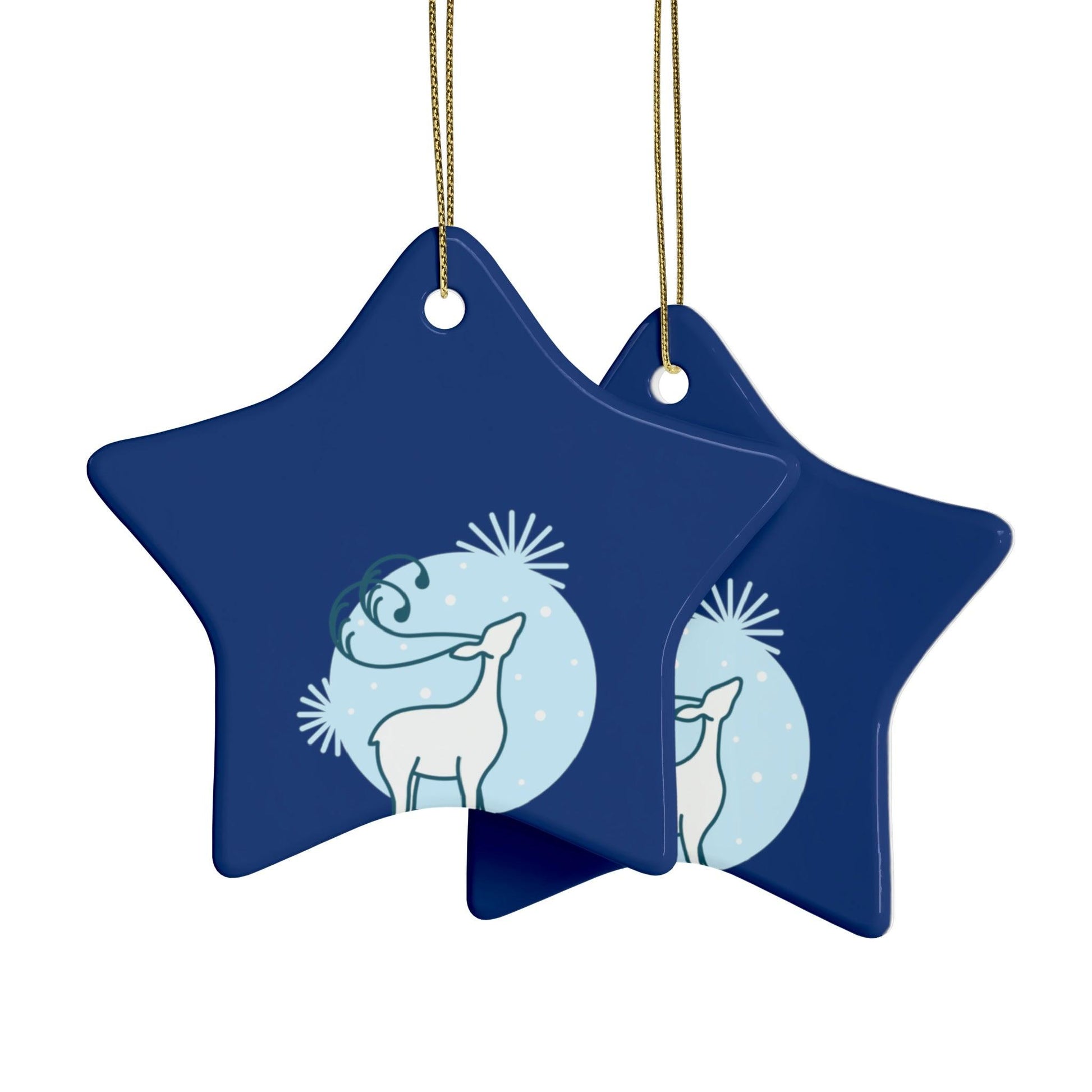 Blue Christmas Tree Reindeer Ceramic Ornaments (1pcs, 5pcs, 10pcs, 20pcs) - Lizard Vigilante