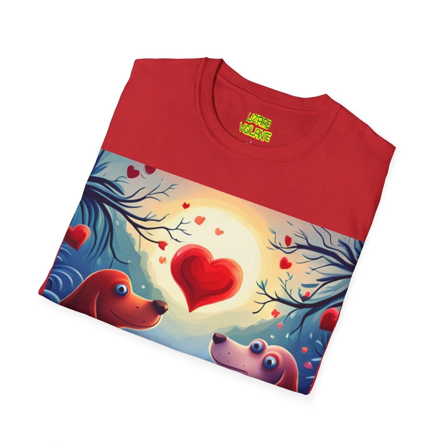 Valentine's Day Pup Hearts Unisex Softstyle Love T-Shirt - Lizard Vigilante