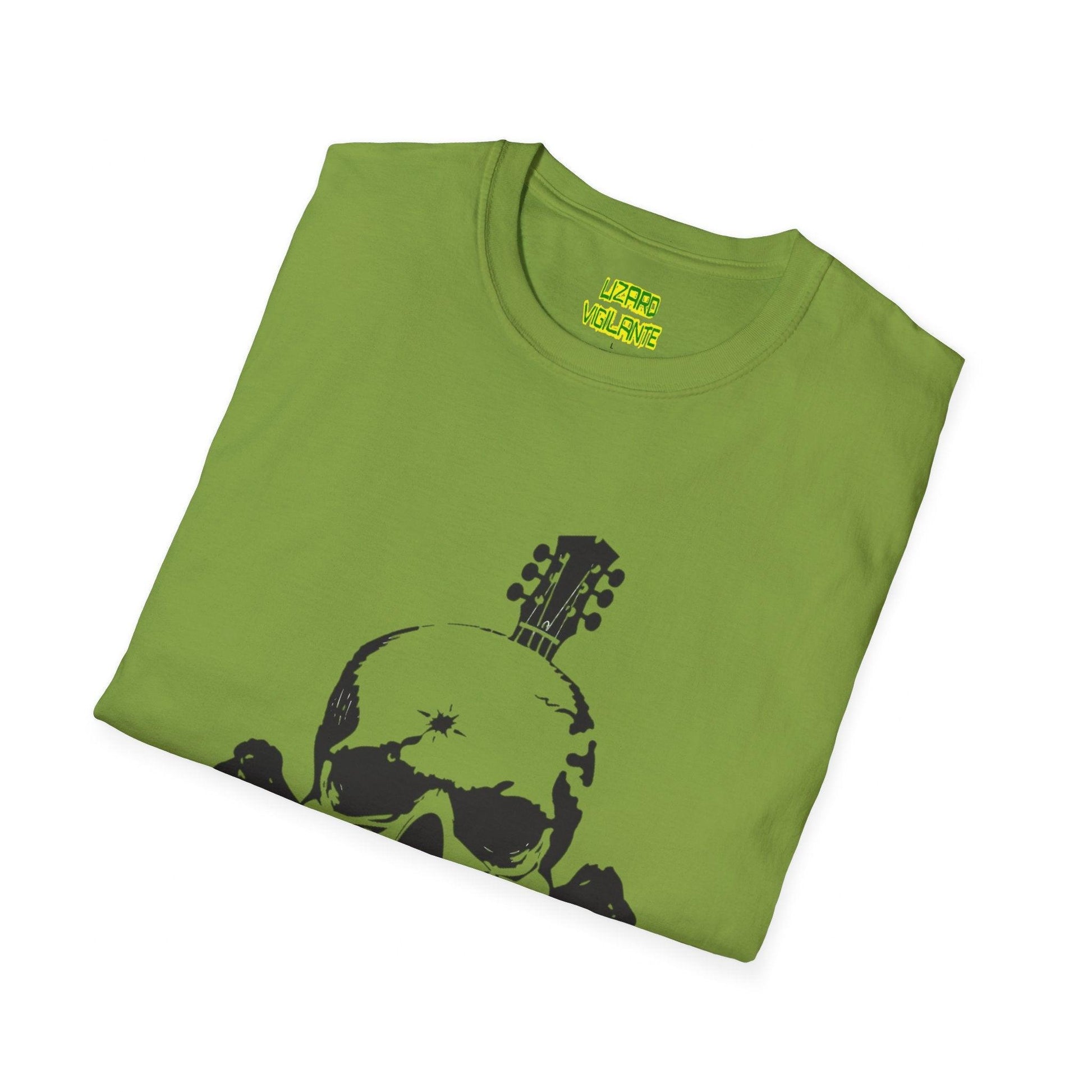 Guitar Skull Cross Bones Unisex Softstyle T-Shirt - Lizard Vigilante