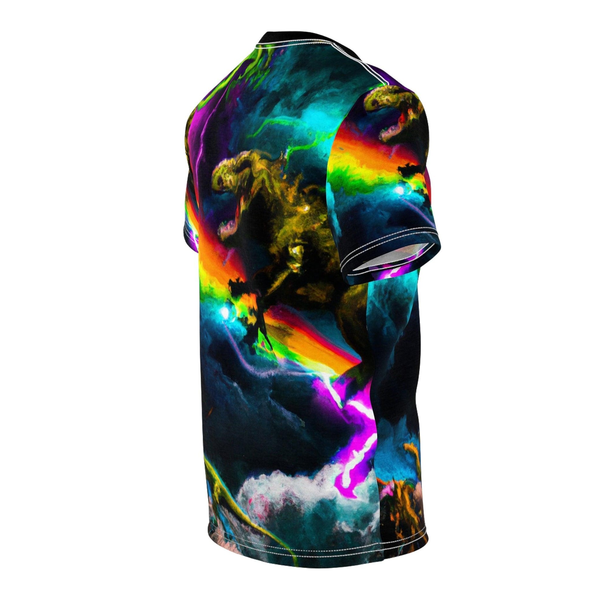 Rainbow in the Dark Dino Unisex Cut & Sew Tee (AOP) - Lizard Vigilante