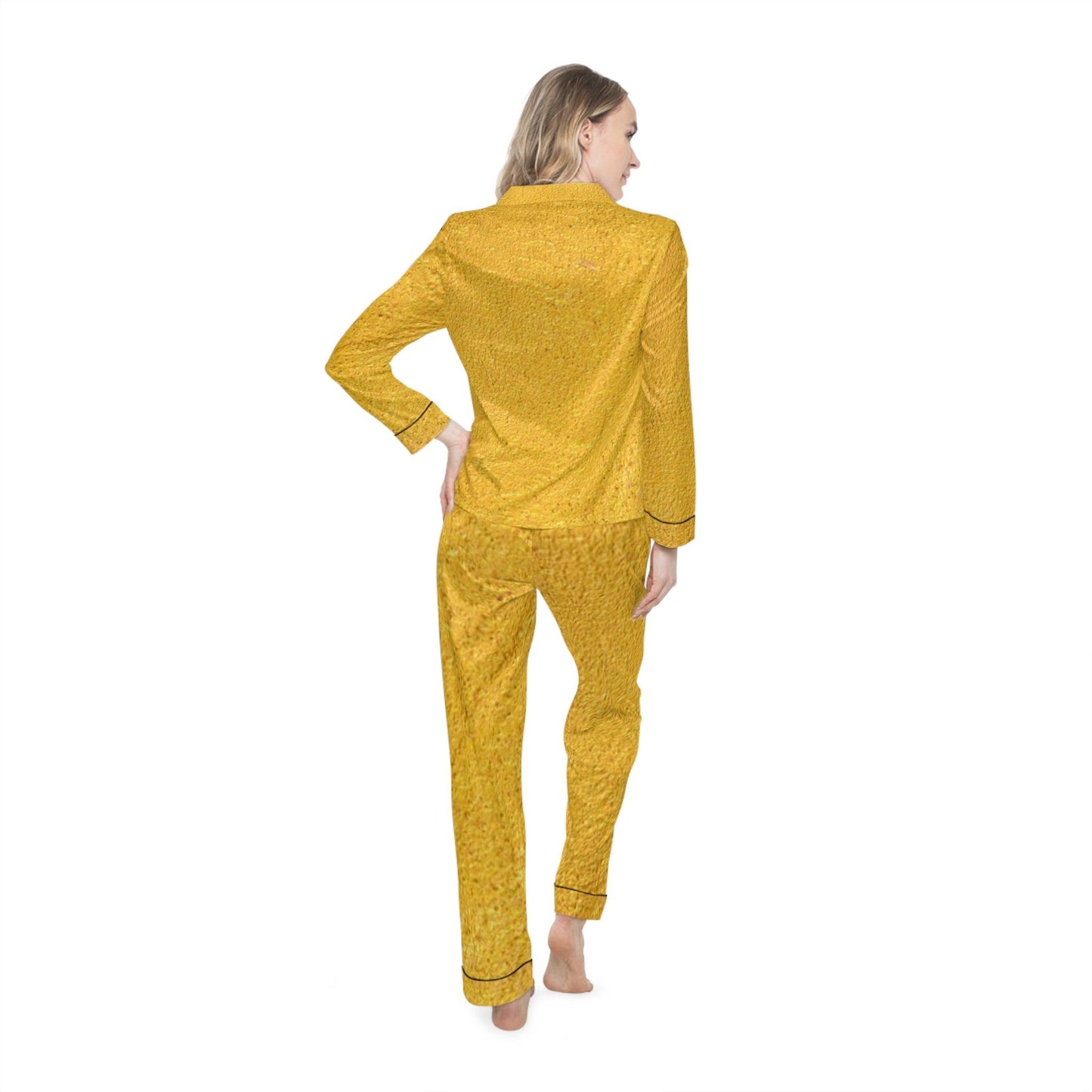 Faux Gold Women's Satin Pajamas - Lizard Vigilante