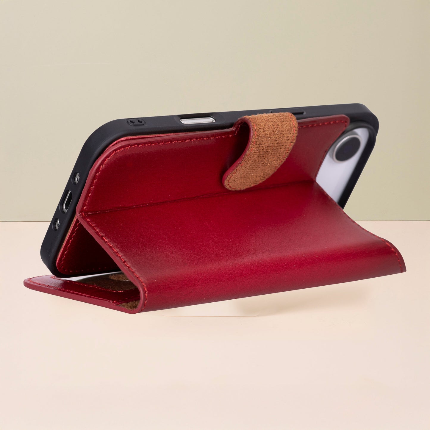 Premium Leather iPhone Air Wallet Case – Red - Austin