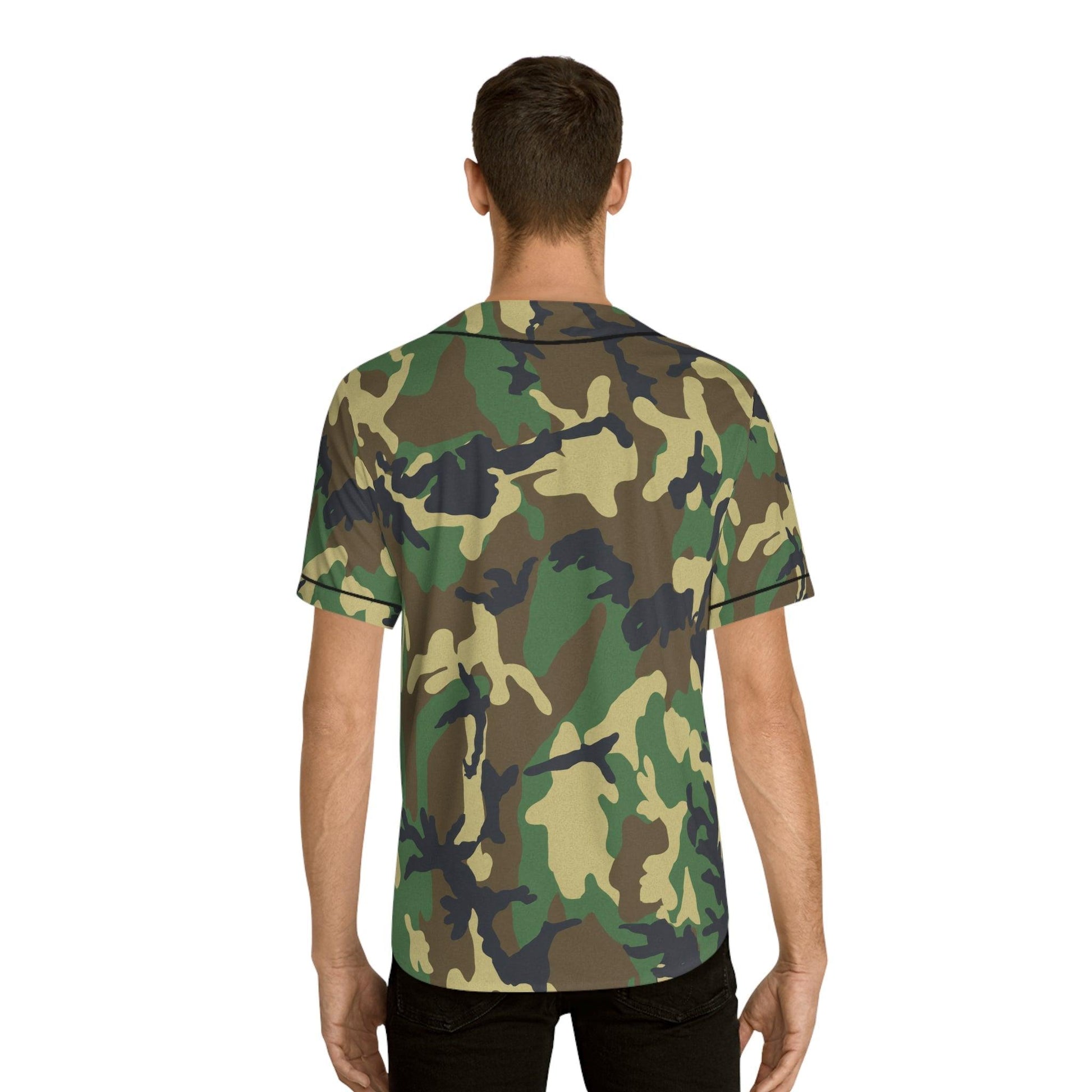 Green Camo Men's Baseball Jersey - Lizard Vigilante