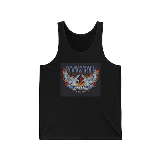 Rock & Roll Rock Star Unisex Jersey Tank - Premium Tank Top from Printify - Just $32.74! Shop now at Lizard Vigilante