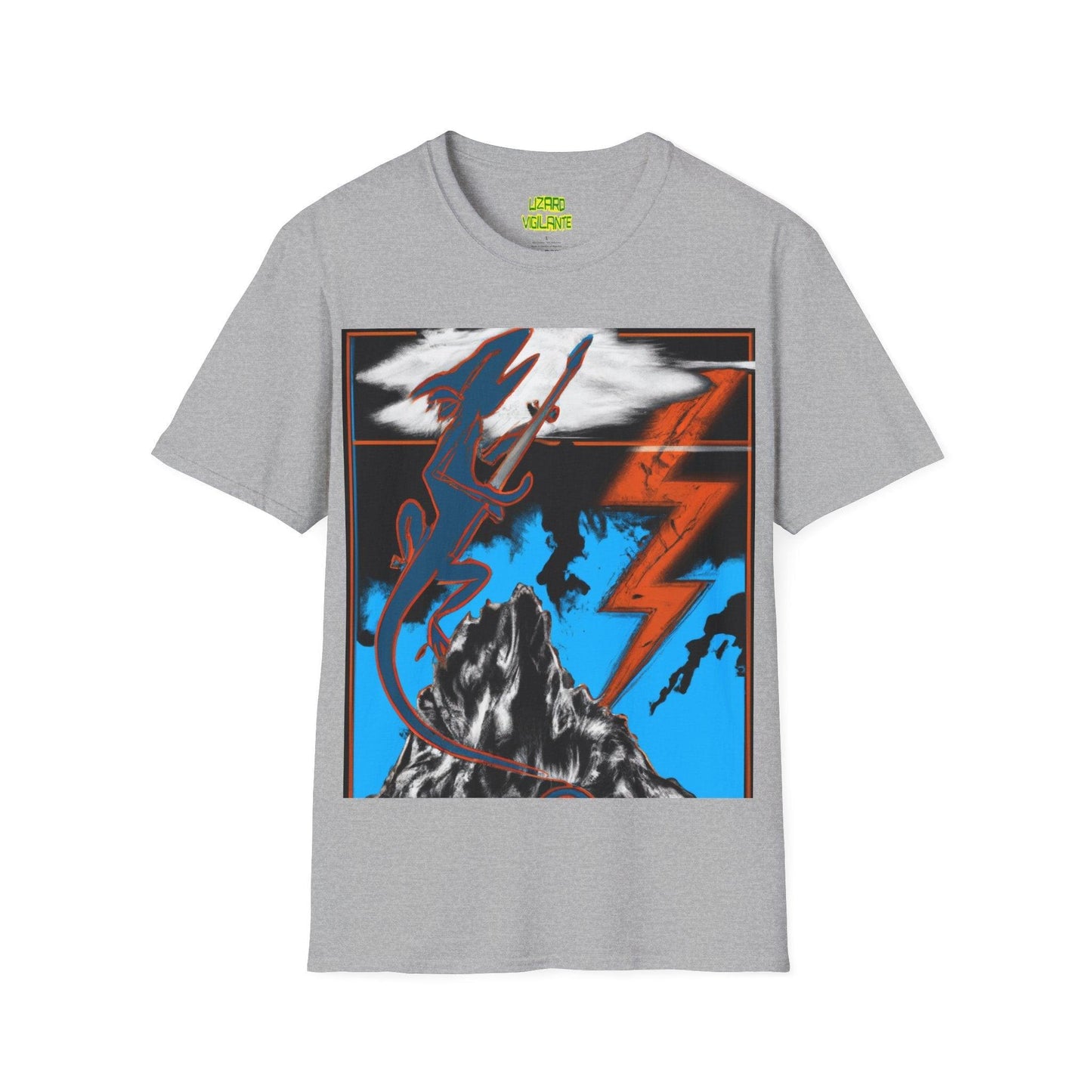 Lizard Vigilante on the Mountain Unisex Softstyle T-Shirt - Lizard Vigilante