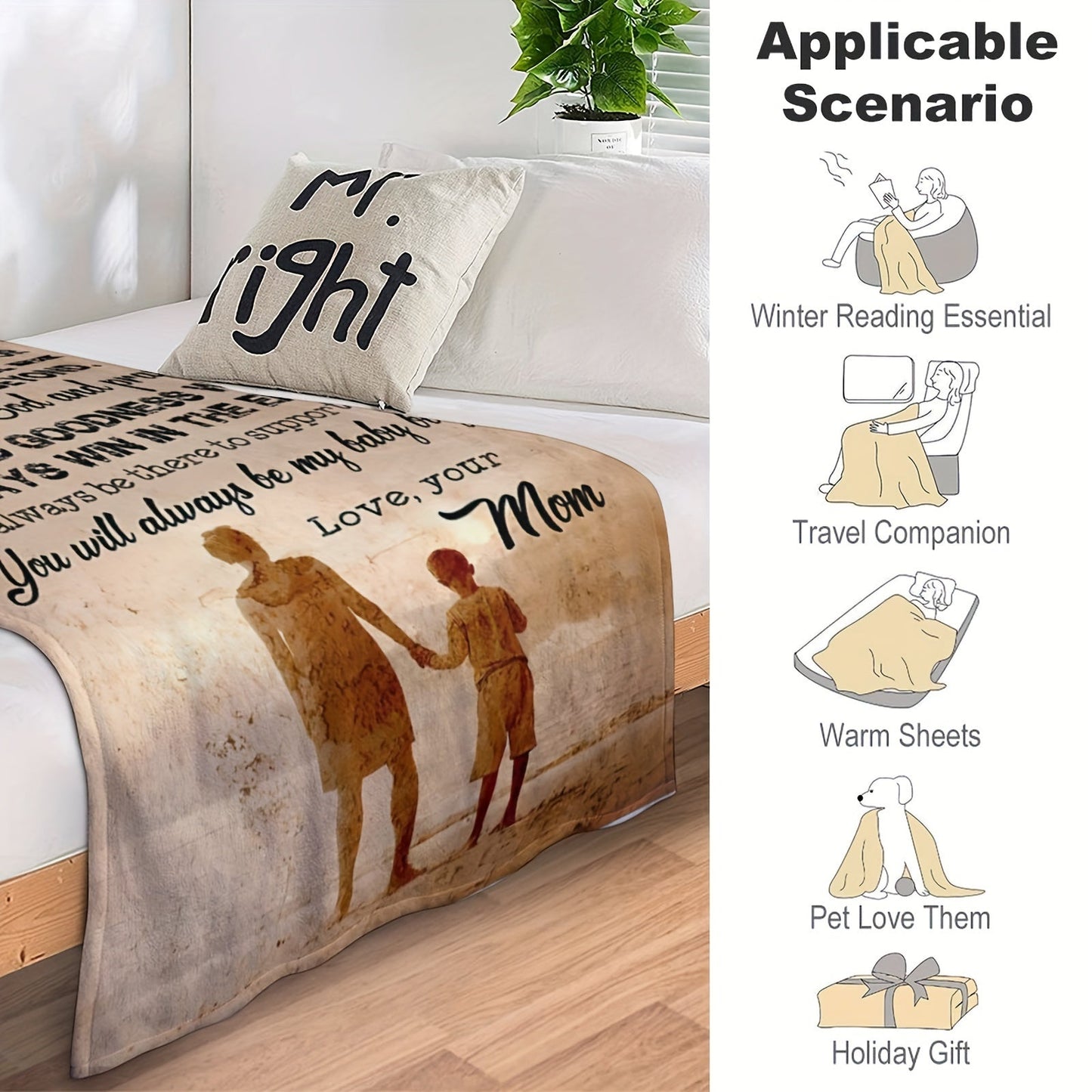 1pc Cozy Flannel Blanket - Soft, Canvas, All-Seasons, 80x60inch, Perfect for Car, Sofa, Couch, Office, Camping, Bed, Travel, and Living Room, Great Gift for Friends, Besties, Sisters, Family, Birthday, Graduation, and More