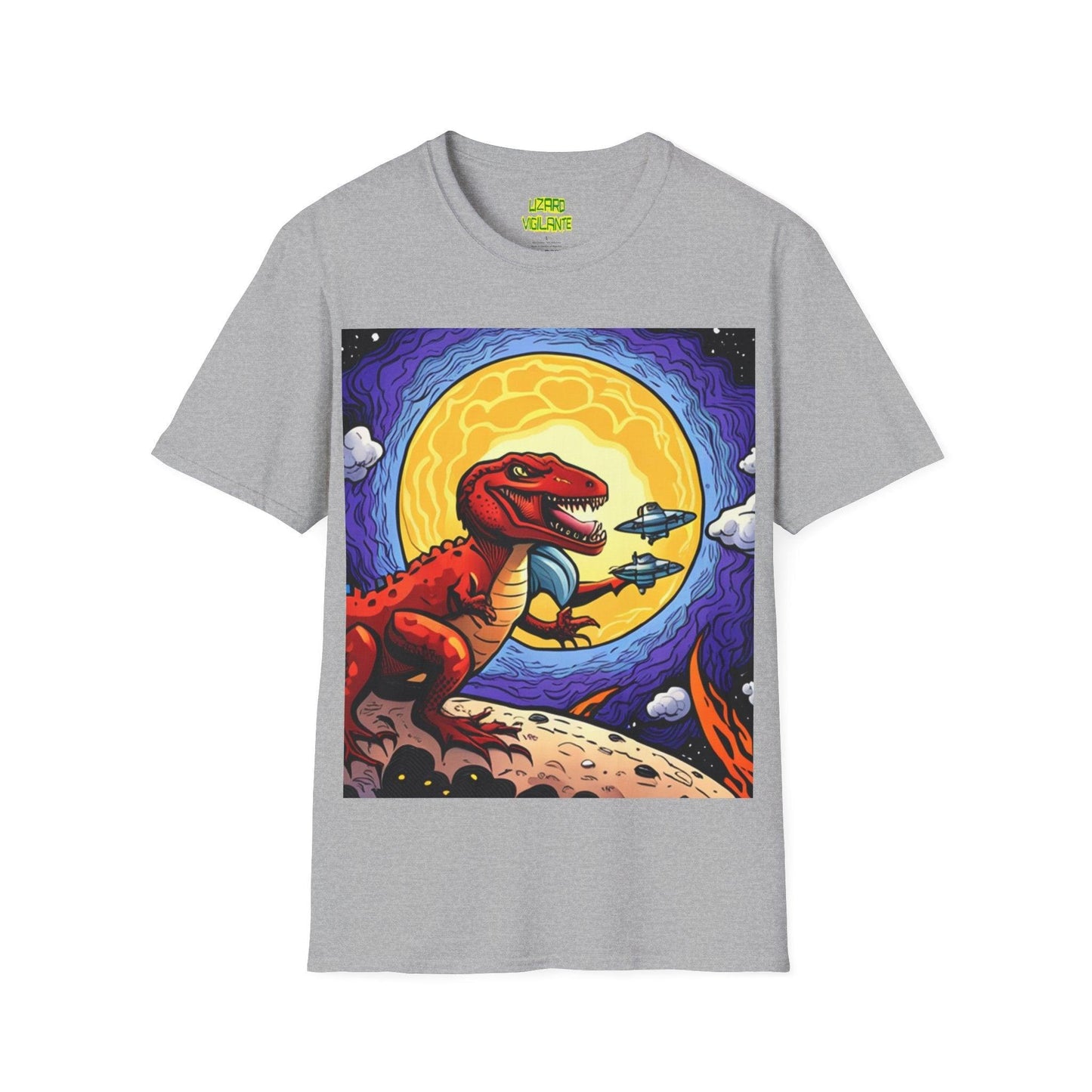 Lizard-saur Plays With Spacecraft Unisex Softstyle T-Shirt - Lizard Vigilante