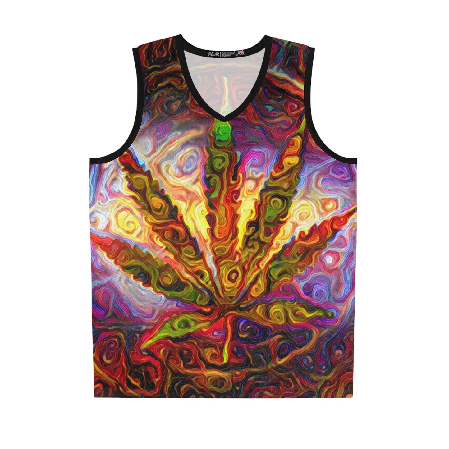 Psychedelic Pot Leaf Basketball Jersey - Lizard Vigilante