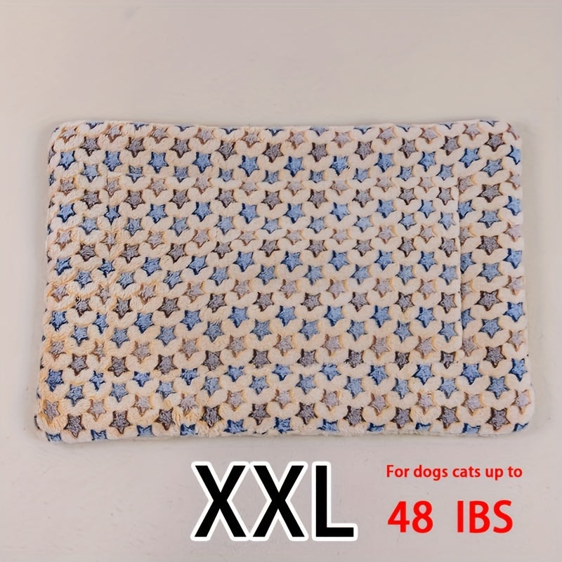 All-Season Dirt-Resistant Rectangular Pet Blanket - Comfortable Dog Paw Heart Print Pet Bed, 1pc