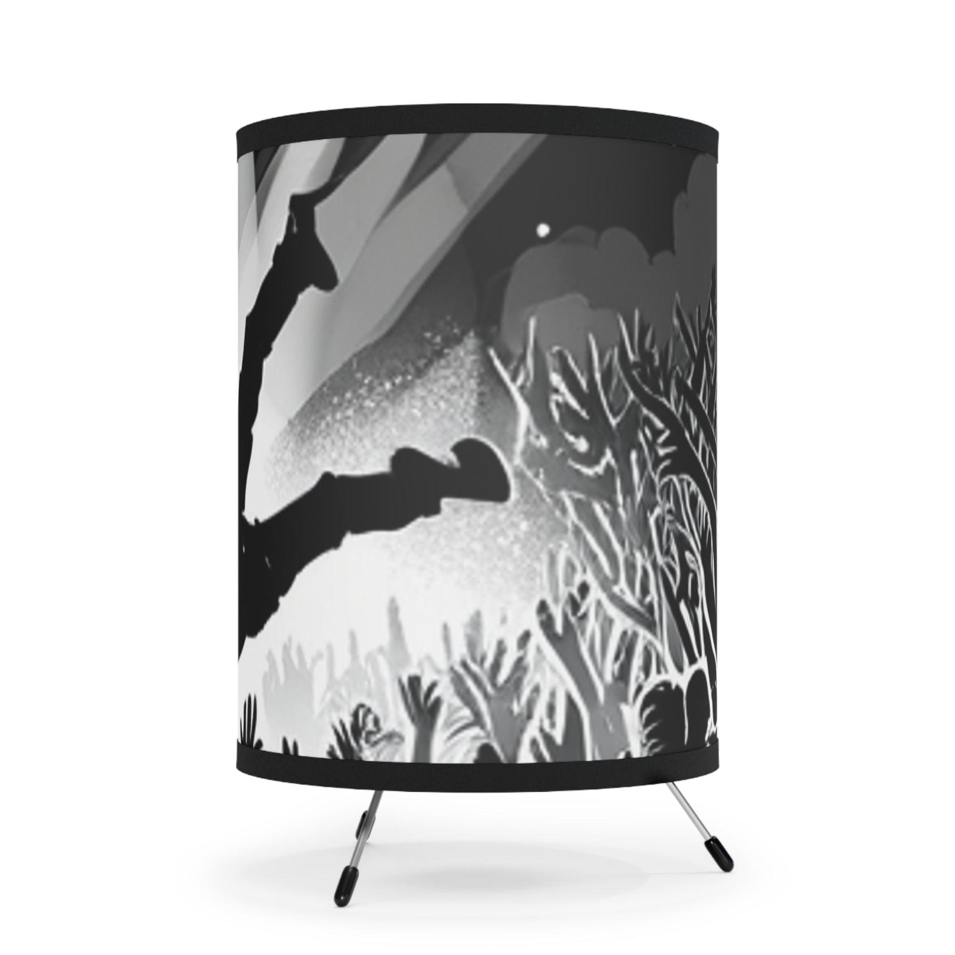 Crowd Surfing Metal Music Tripod Lamp with High-Res Printed Shade, US\CA plug - Lizard Vigilante