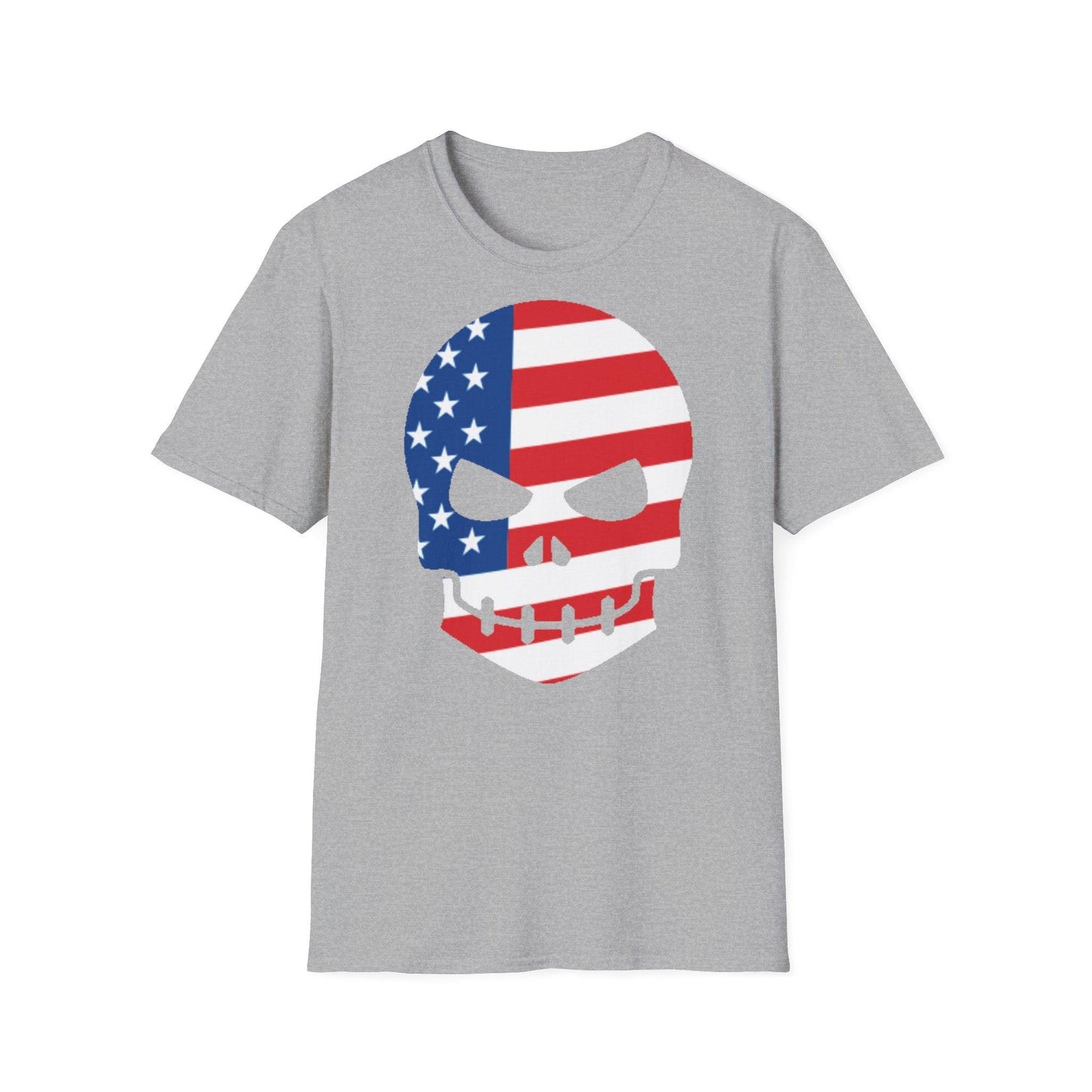 Skull American Flag Graphic Unisex Softstyle T-Shirt - Lizard Vigilante