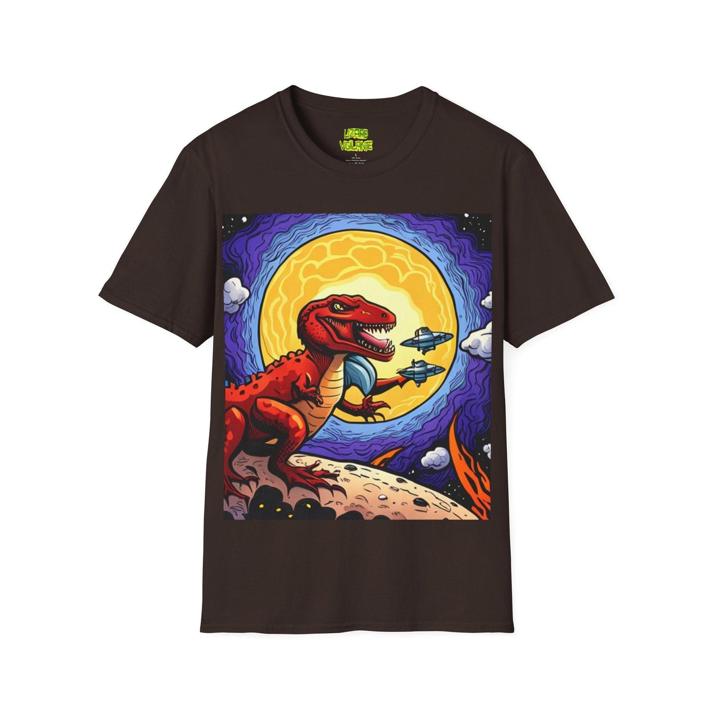 Lizard-saur Plays With Spacecraft Unisex Softstyle T-Shirt - Lizard Vigilante