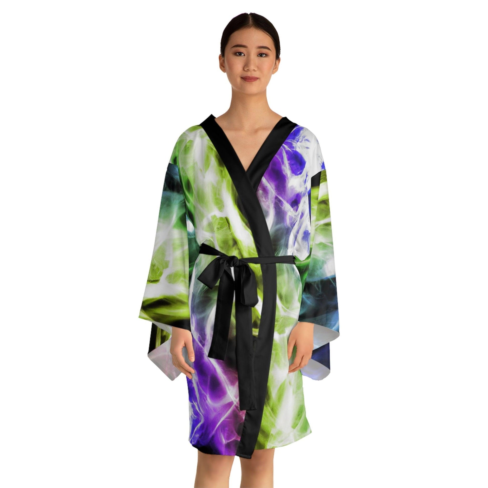 Neon Smoke Shoe Long Sleeve Warm Comfortable Kimono Robe - Lizard Vigilante