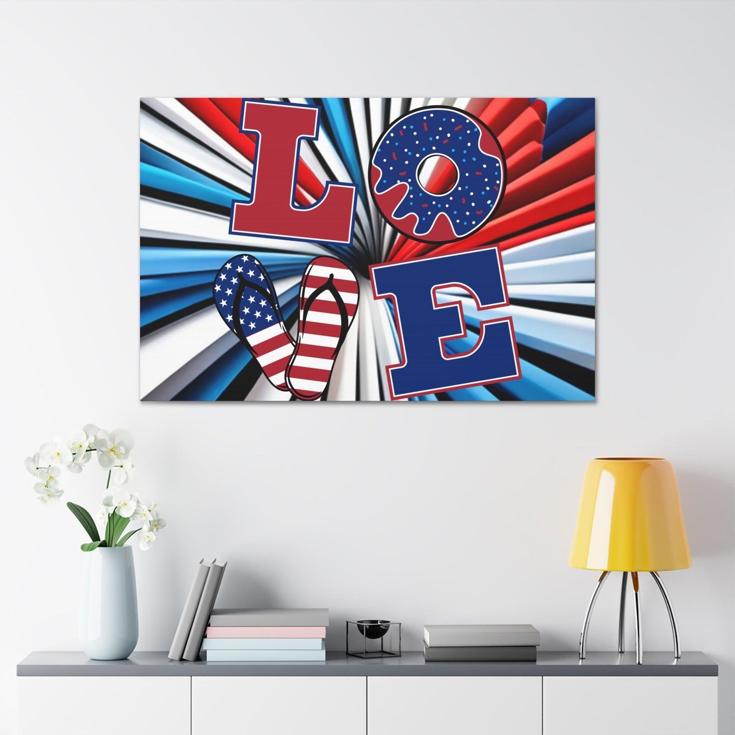 Patriotic Americans LOVE Valentine’s Day July 4th Canvas Gallery Wraps - Lizard Vigilante