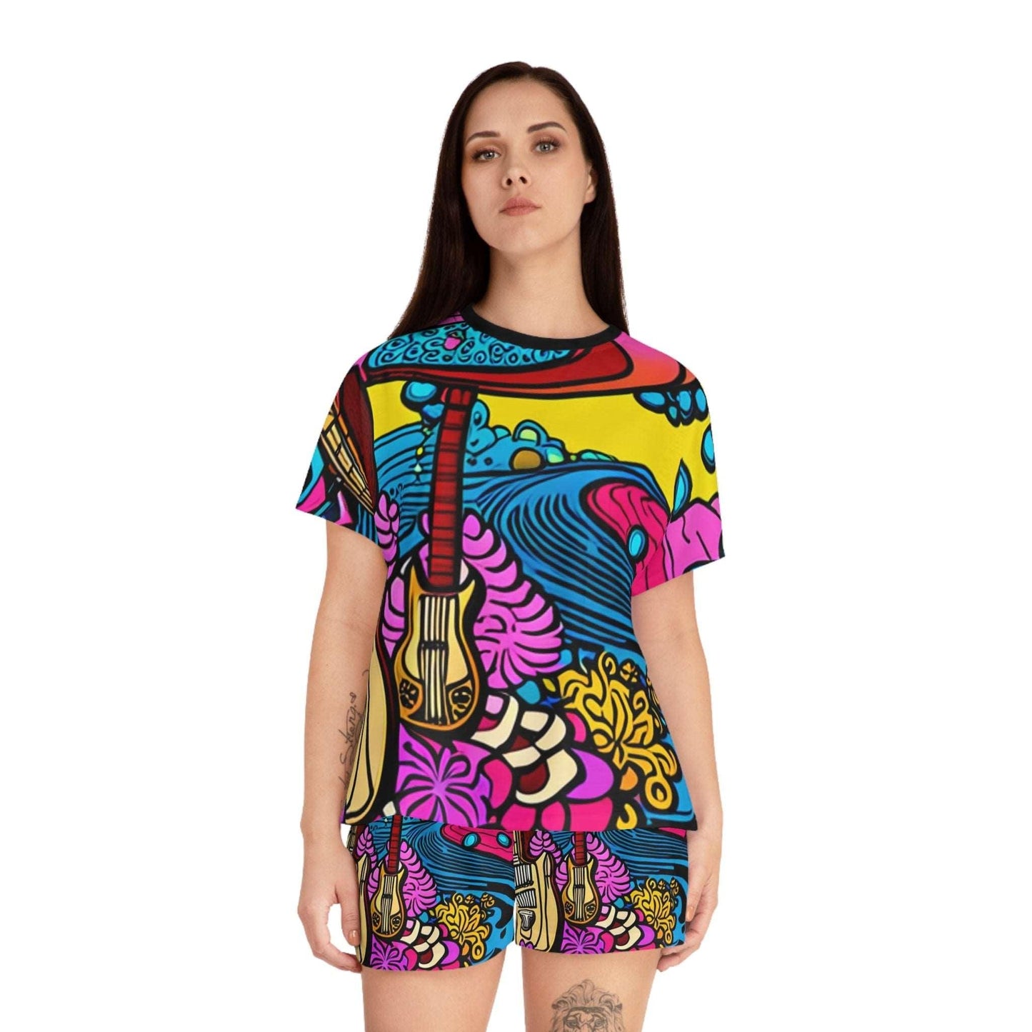 60s Psychedelia Women's Short Pajama Set - Lizard Vigilante