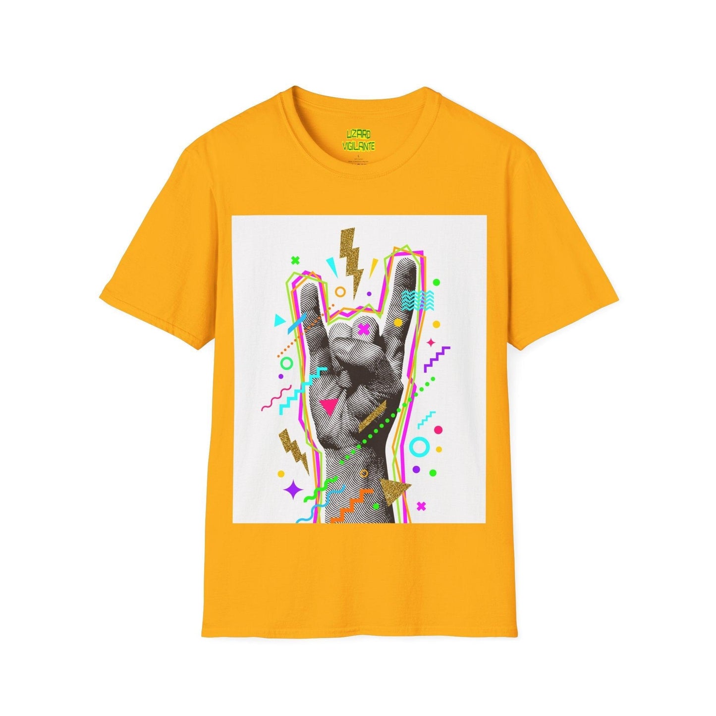 Heavy Metal Hand Sign Unisex Softstyle T-Shirt - Lizard Vigilante