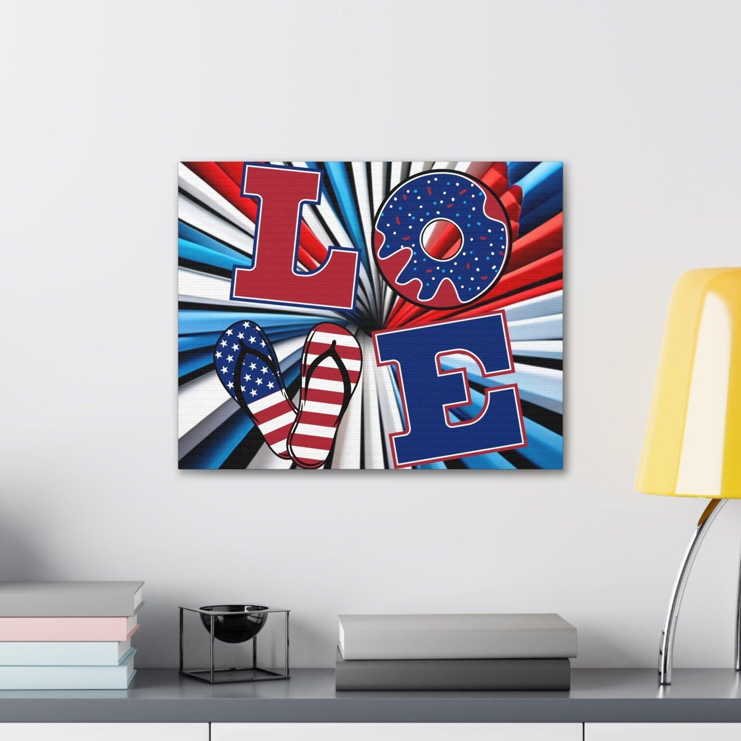 Patriotic Americans LOVE Valentine’s Day July 4th Canvas Gallery Wraps - Lizard Vigilante