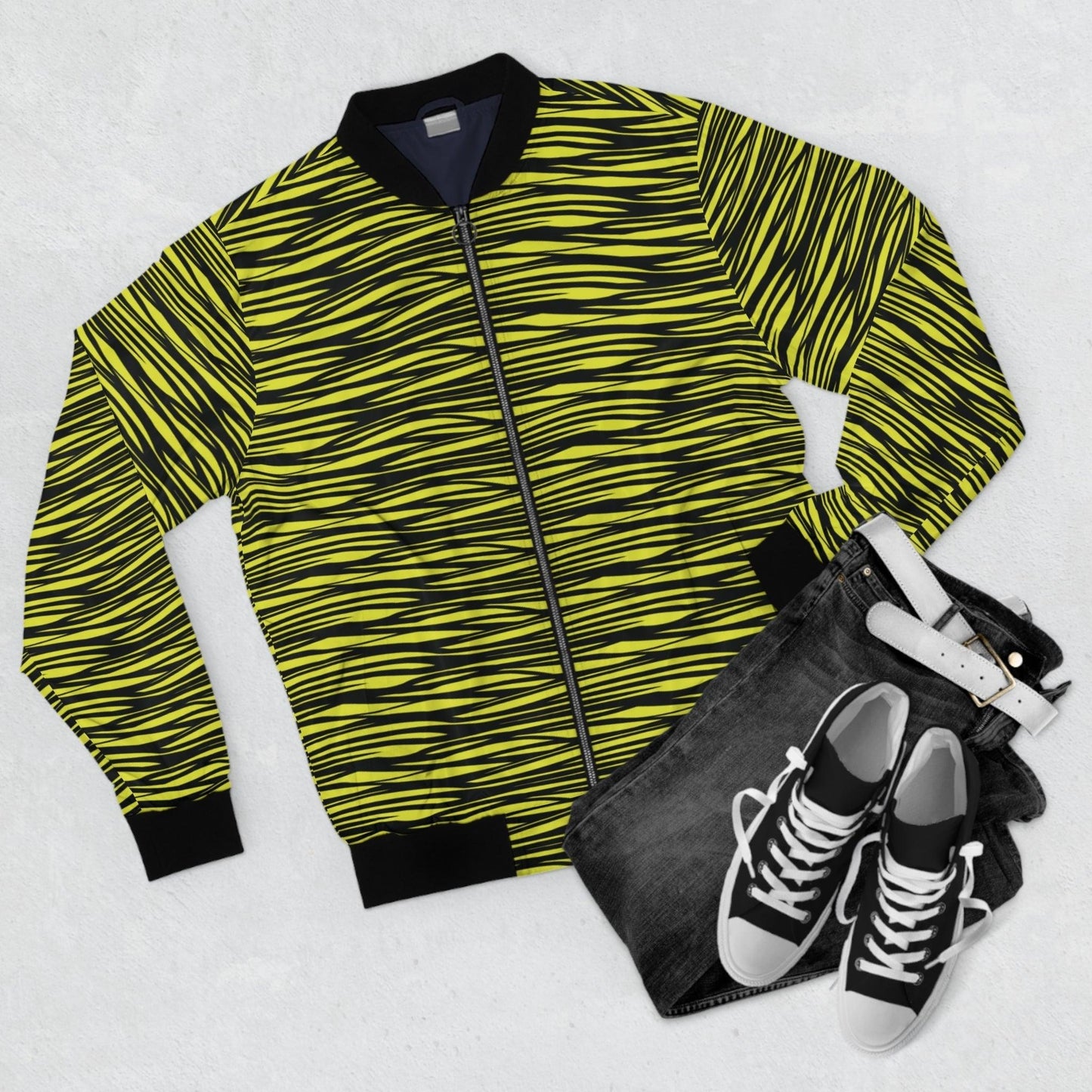 Black Yellow Men's Bomber Jacket - Lizard Vigilante