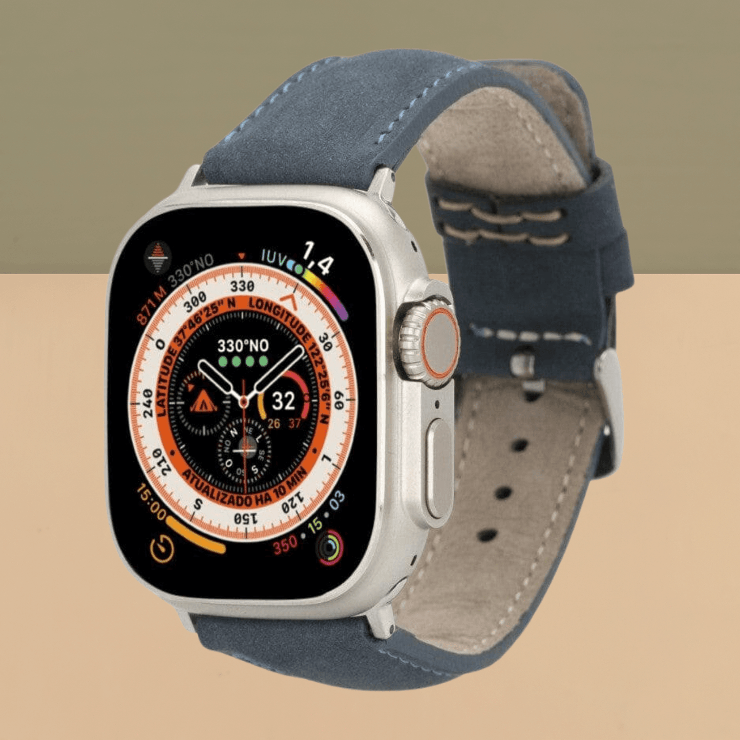 Apple Watch Blue Leather Strap - Boston