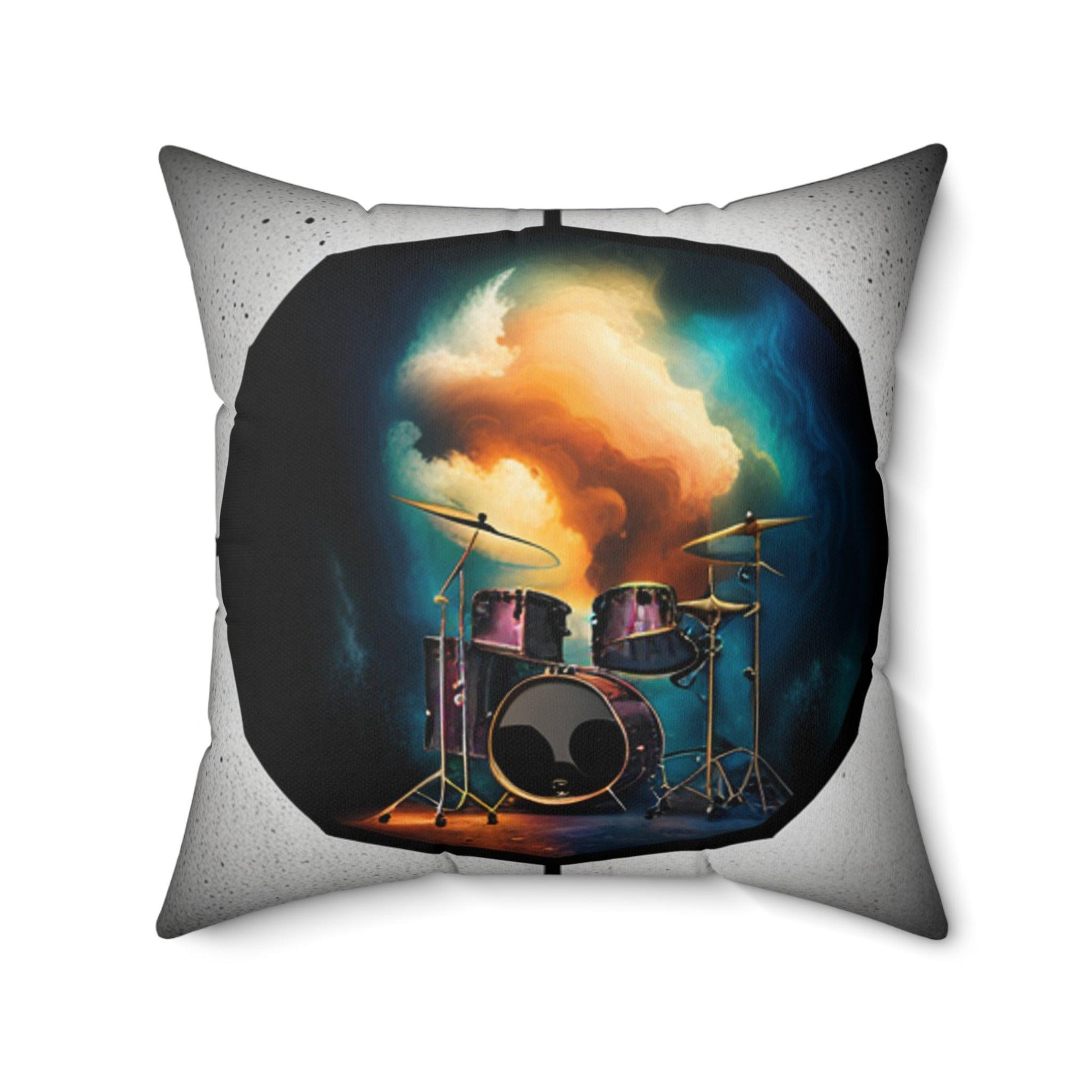 Concert Drums Spun Polyester Square Pillow - Lizard Vigilante