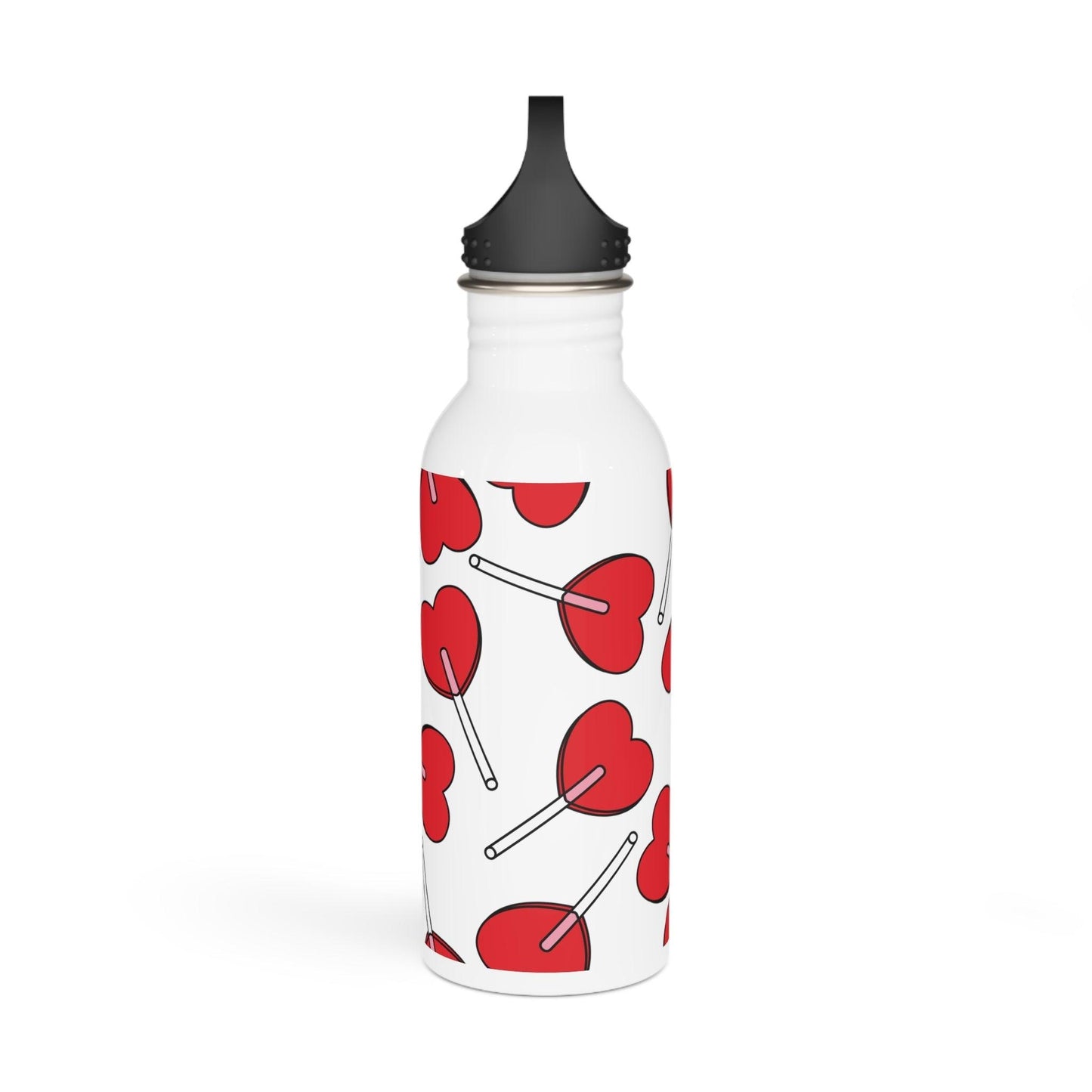 Heart Lollipops Valentine’s Day Stainless Steel Water Bottle - Lizard Vigilante