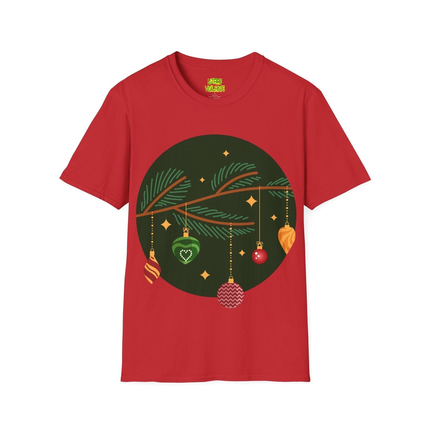 Decorated Christmas Tree Branch Unisex Softstyle T-Shirt - Lizard Vigilante