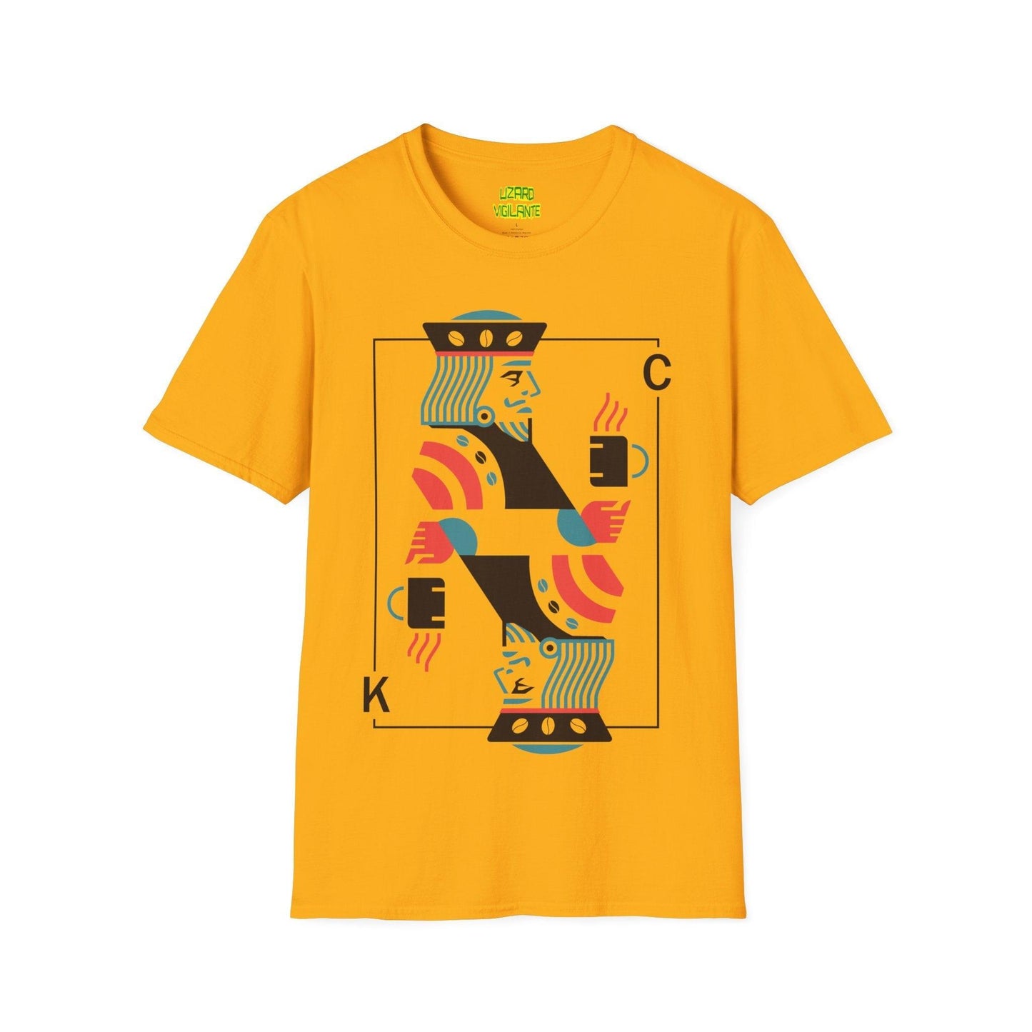 King Coffee Poker Playing Card Unisex Softstyle T-Shirt - Lizard Vigilante