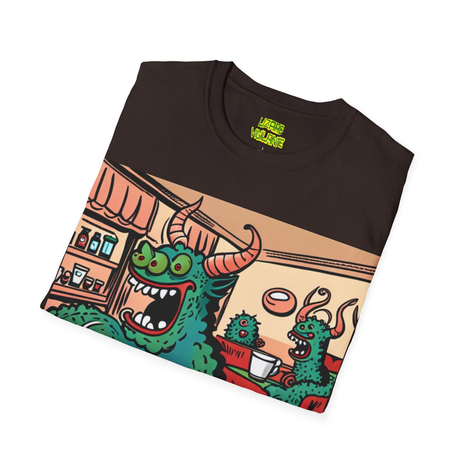 Lizard Vigilante Premium Coffee Monsters Unisex Softstyle T-Shirt - Lizard Vigilante