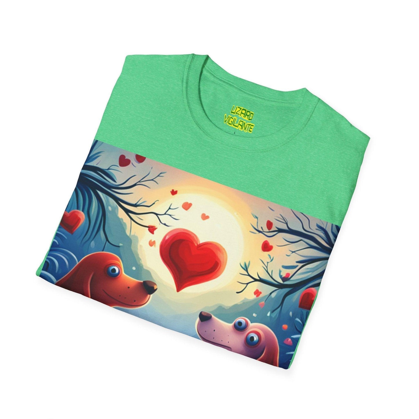 Valentine's Day Pup Hearts Unisex Softstyle Love T-Shirt - Lizard Vigilante