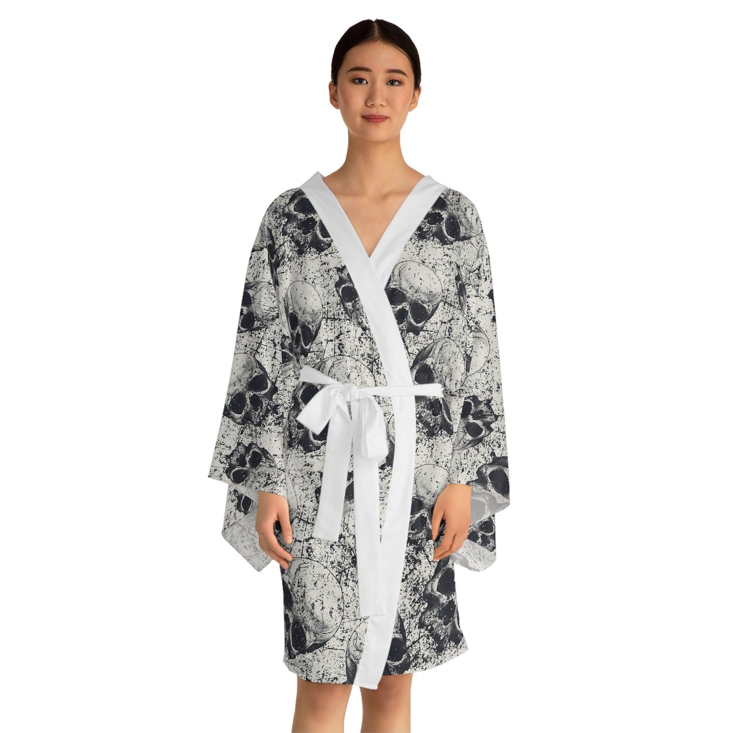 Ancient Skulls Long Sleeve Kimono Robe - Premium All Over Prints from Printify - Just $59.28! Shop now at Lizard Vigilante