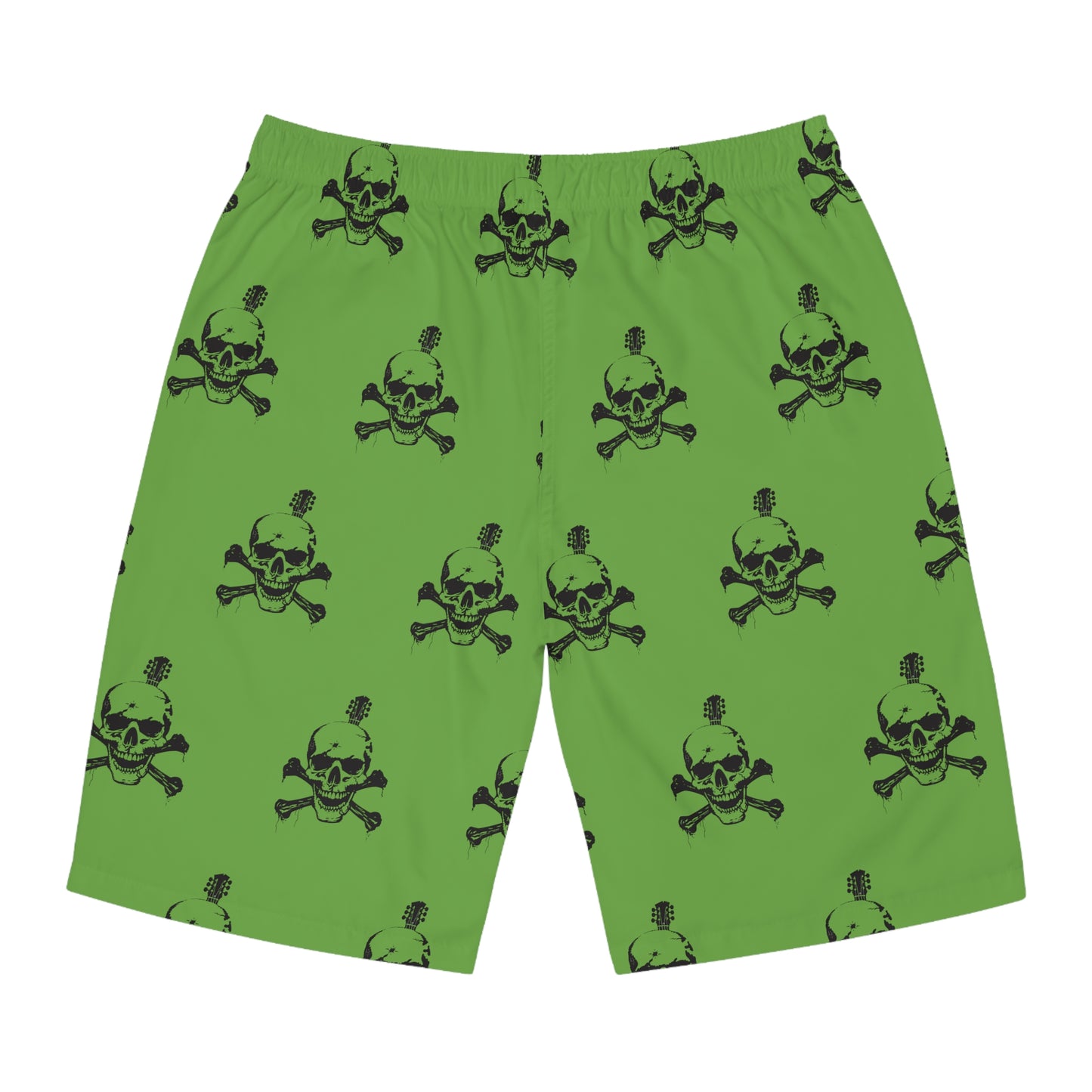 Guitar Skull Cross Bones Men's Board Shorts - Green - Lizard Vigilante