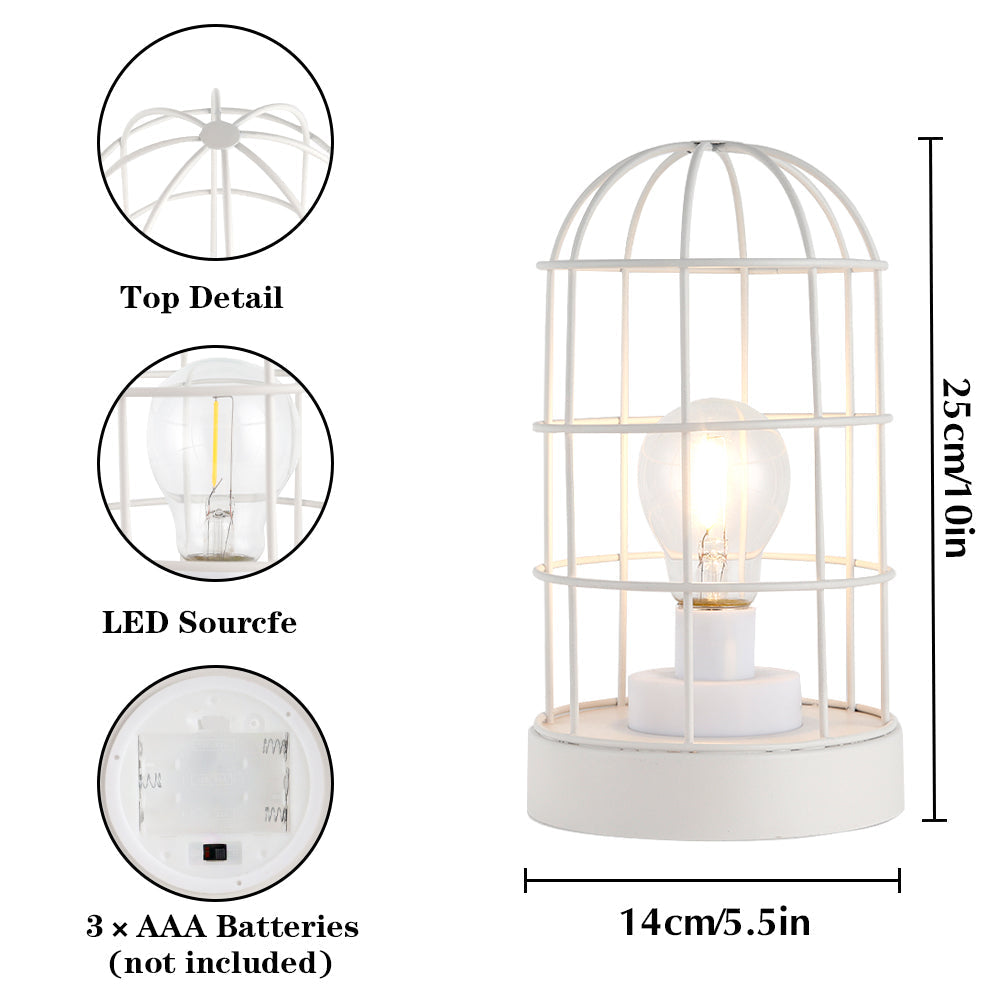 9.5"H Decorative Table Lamp Metal Cage Cordless Lamps
