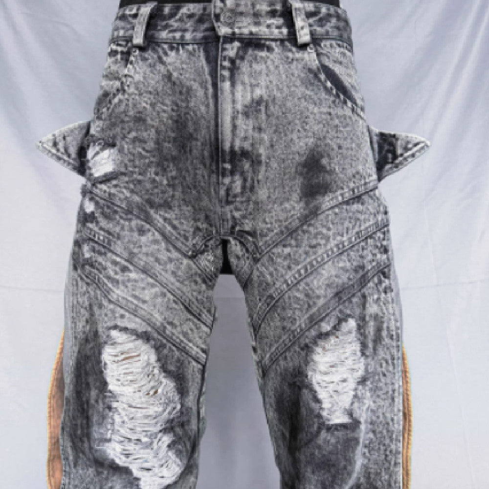 Washing Destroys Fashion Deconstruction Design Patchwork Pants