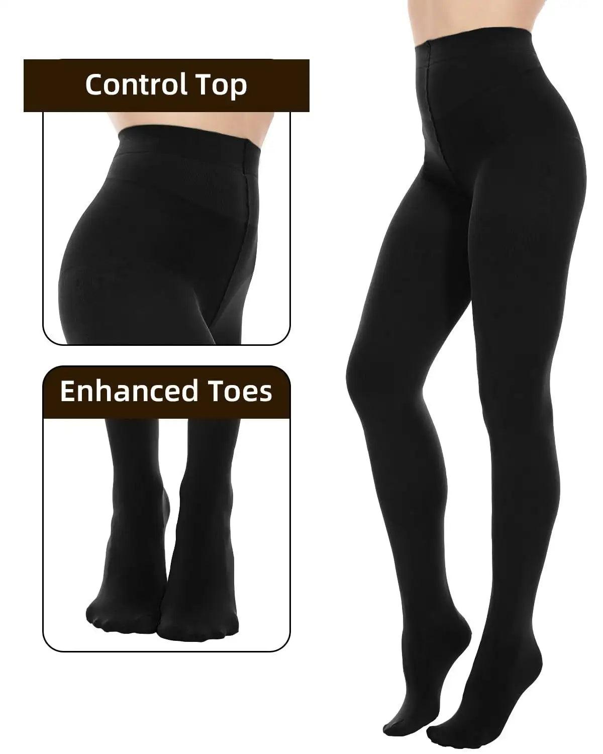 2pack 80d Opaque Black Tights For Women