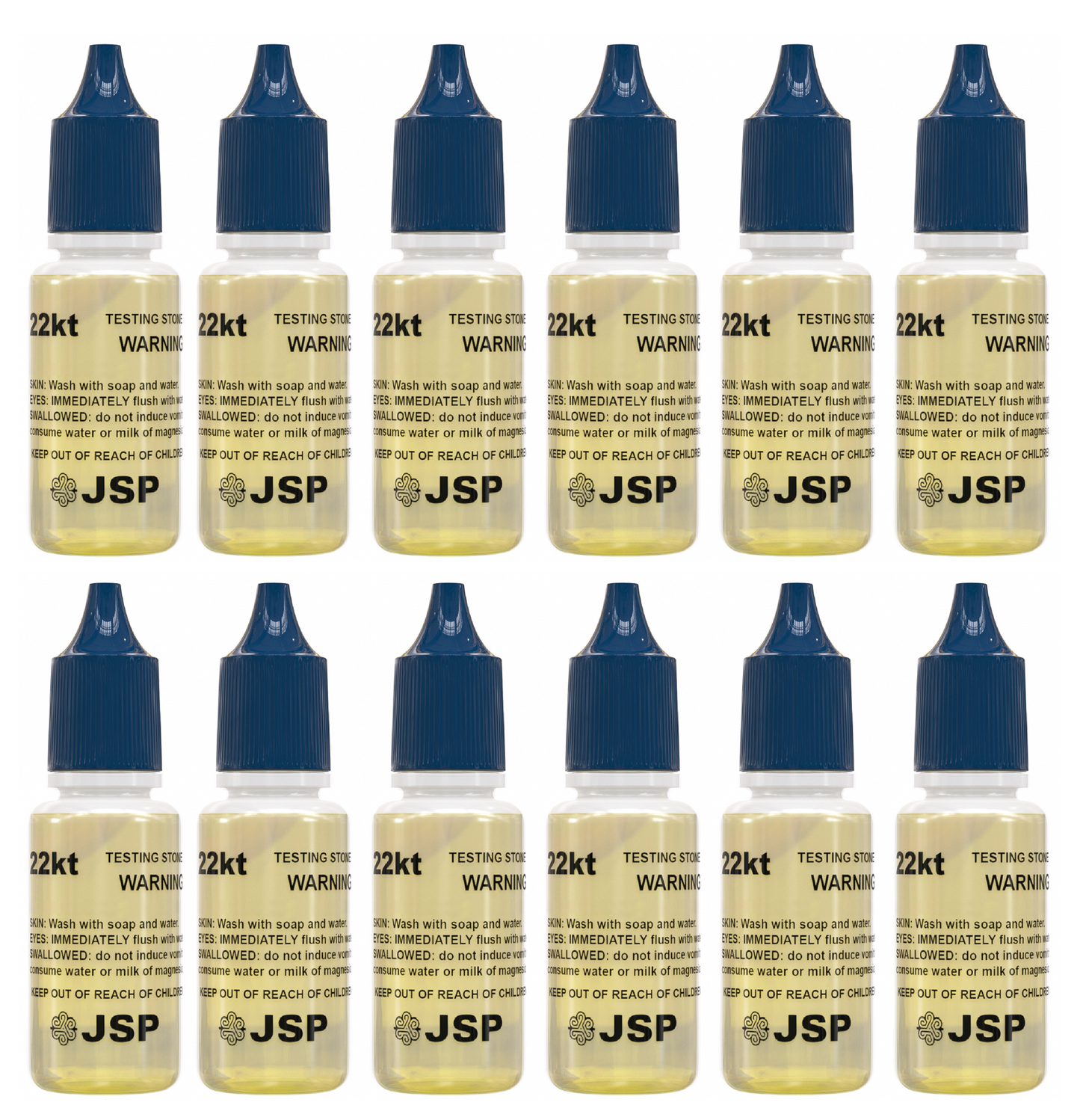 12 Bottles of JSP 22K Gold Metal Test Acid Karat Testing Solution Jewelry Tester Metals Kit
