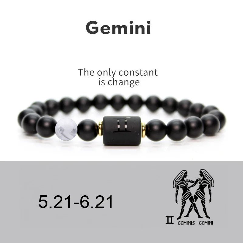 12 Zodiac Sign Obsidian Bracelet For Women Men Fashion Natural Black Agate Stone Elastic Bead Bracelet Bangles Birthday Jewelry - Premium bracelets from Lizard Vigilante - Just $22.39! Shop now at Lizard Vigilante