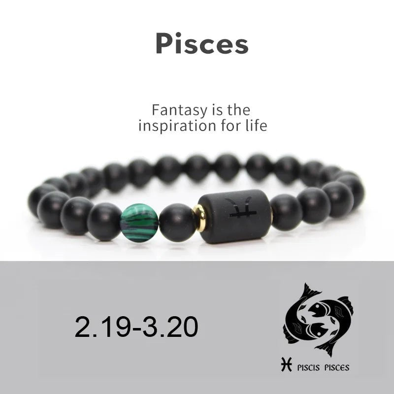 12 Zodiac Sign Obsidian Bracelet For Women Men Fashion Natural Black Agate Stone Elastic Bead Bracelet Bangles Birthday Jewelry - Premium bracelets from Lizard Vigilante - Just $22.39! Shop now at Lizard Vigilante