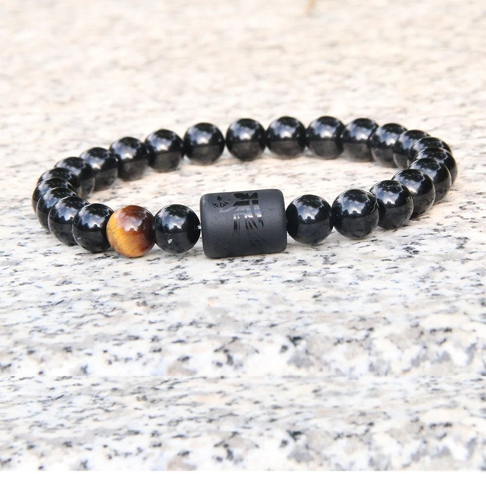 12 Zodiac Sign Obsidian Bracelet For Women Men Fashion Natural Black Agate Stone Elastic Bead Bracelet Bangles Birthday Jewelry - Premium bracelets from Lizard Vigilante - Just $22.39! Shop now at Lizard Vigilante