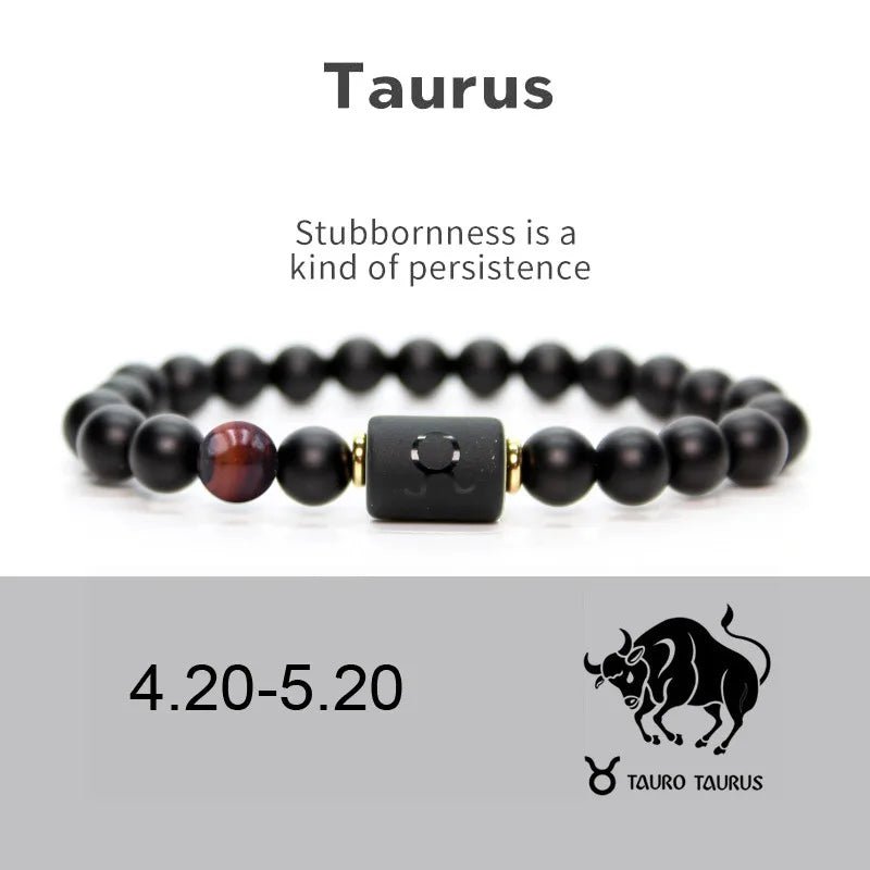 12 Zodiac Sign Obsidian Bracelet For Women Men Fashion Natural Black Agate Stone Elastic Bead Bracelet Bangles Birthday Jewelry - Premium bracelets from Lizard Vigilante - Just $22.39! Shop now at Lizard Vigilante