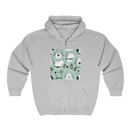 Illustrated Doggers Unisex Heavy Blend™ Full Zip Hooded Sweatshirt - Premium Hoodie from Printify - Just $48.47! Shop now at Lizard Vigilante