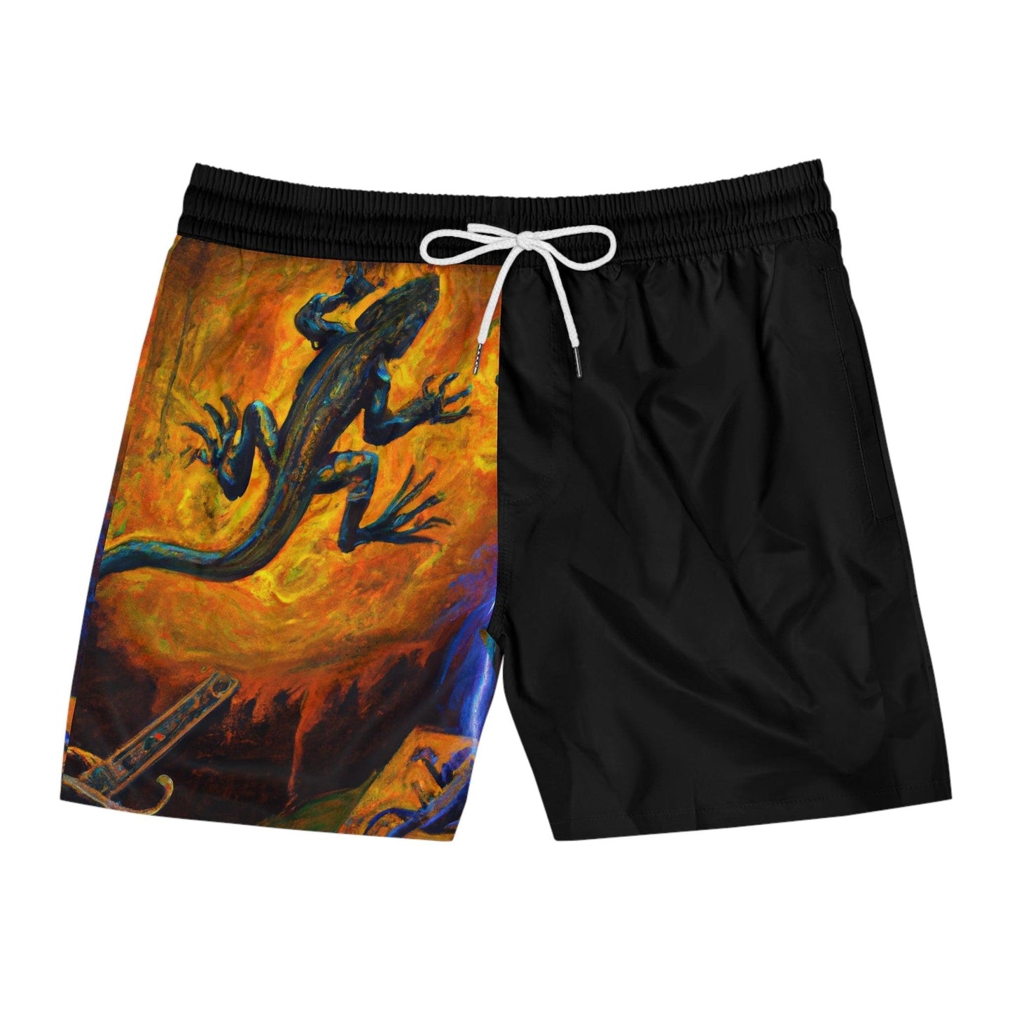 Lizard Vigilante Origins Half Men's Mid-Length Swim Shorts - Lizard Vigilante