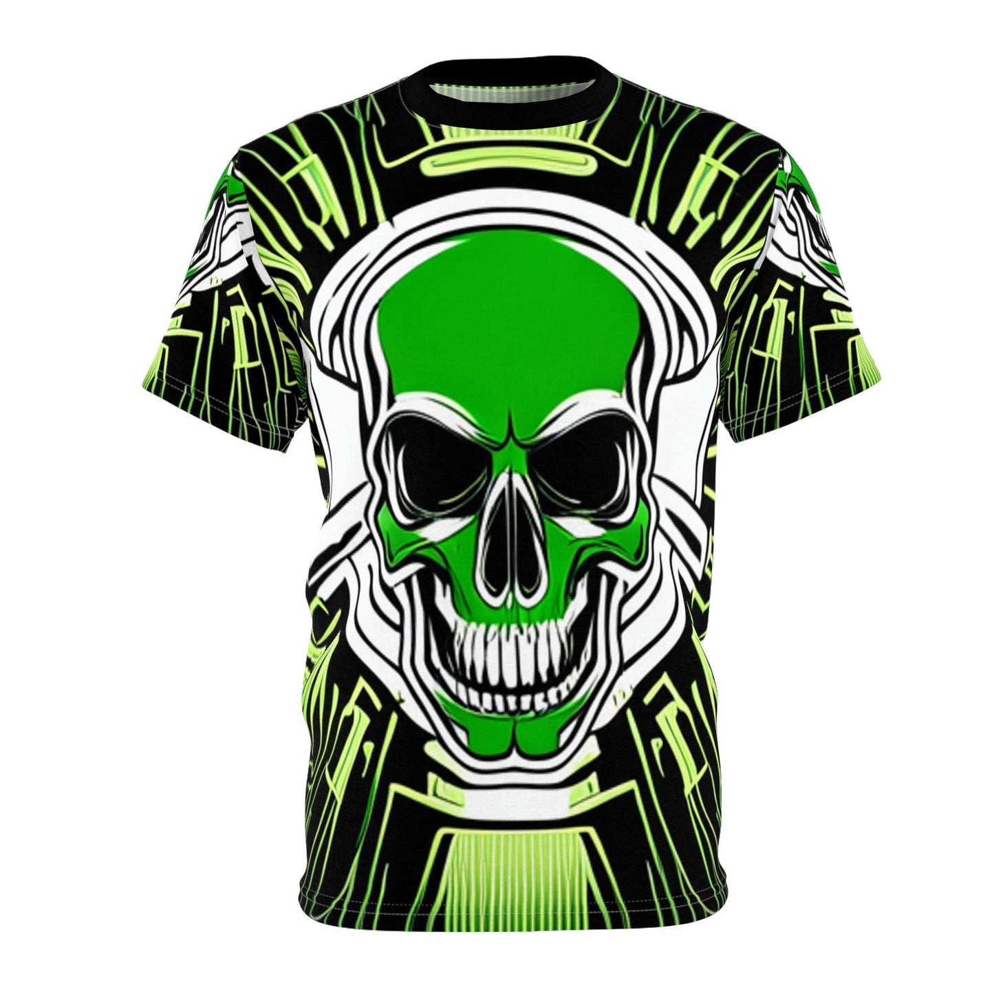 Greeny Skull Unisex Cut & Sew Tee (AOP) - Lizard Vigilante