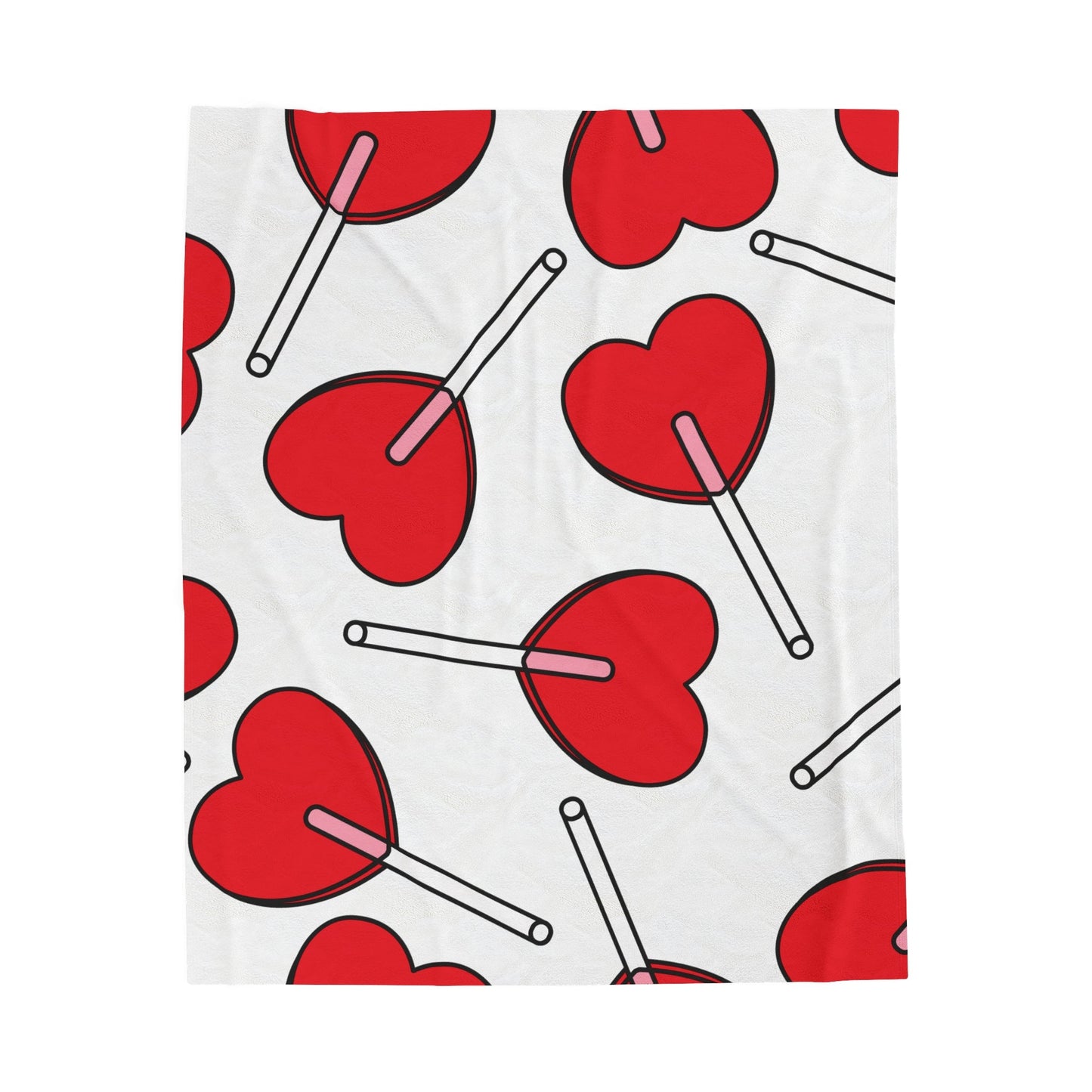 Valentine's Day Heart Lollipop Velveteen Plush Blanket - Lizard Vigilante